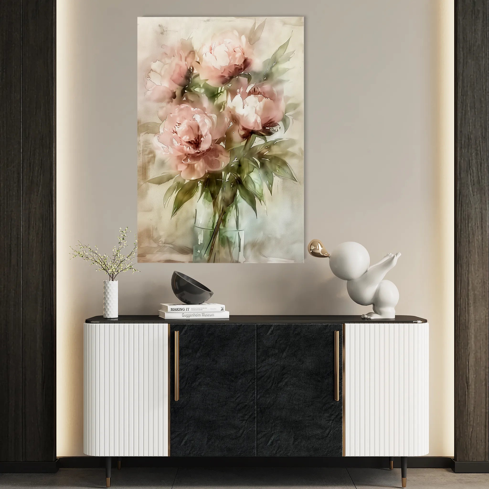 Floral 823 Canvas Art 18" x 24" / 45 x 60 cm / Black
