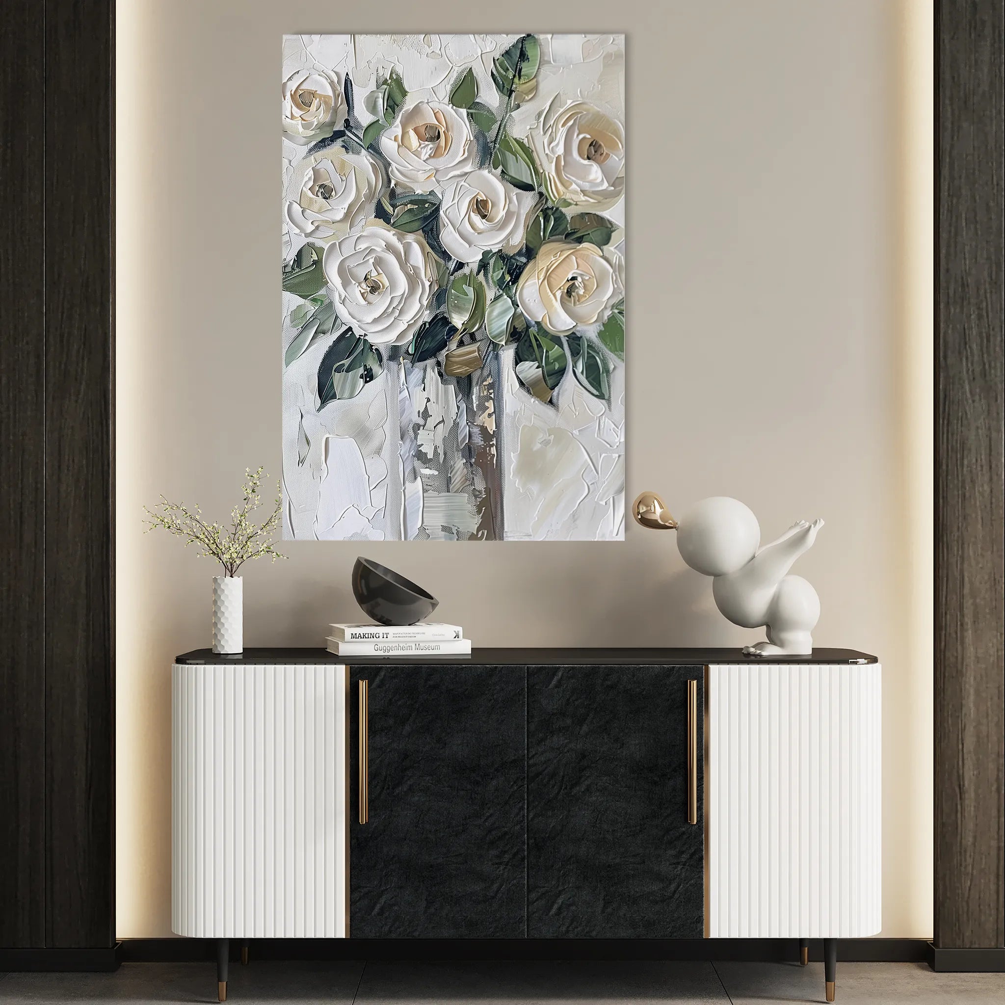Floral 824 Canvas Art 18" x 24" / 45 x 60 cm / Black