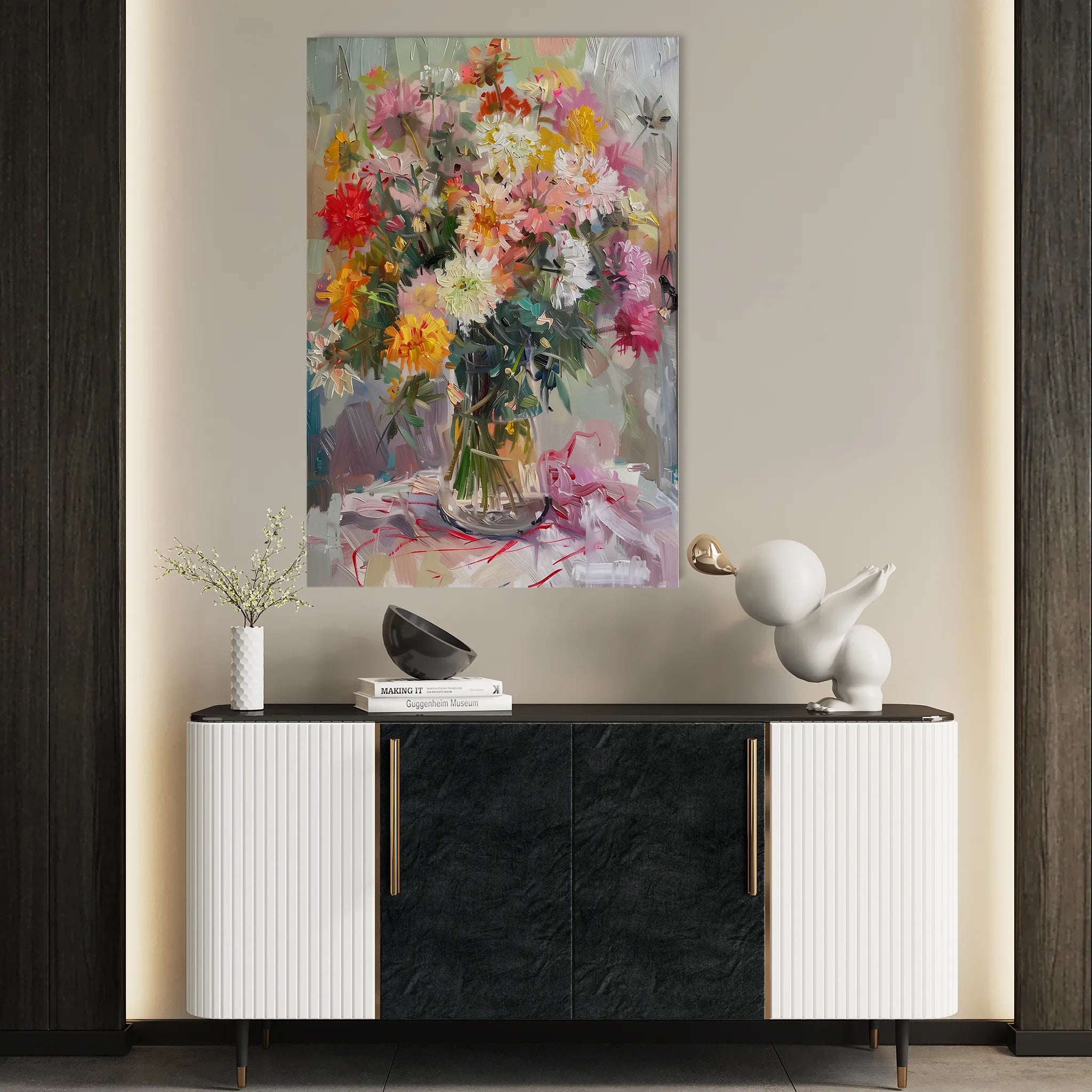 Floral 825 Canvas Art 18" x 24" / 45 x 60 cm / Black
