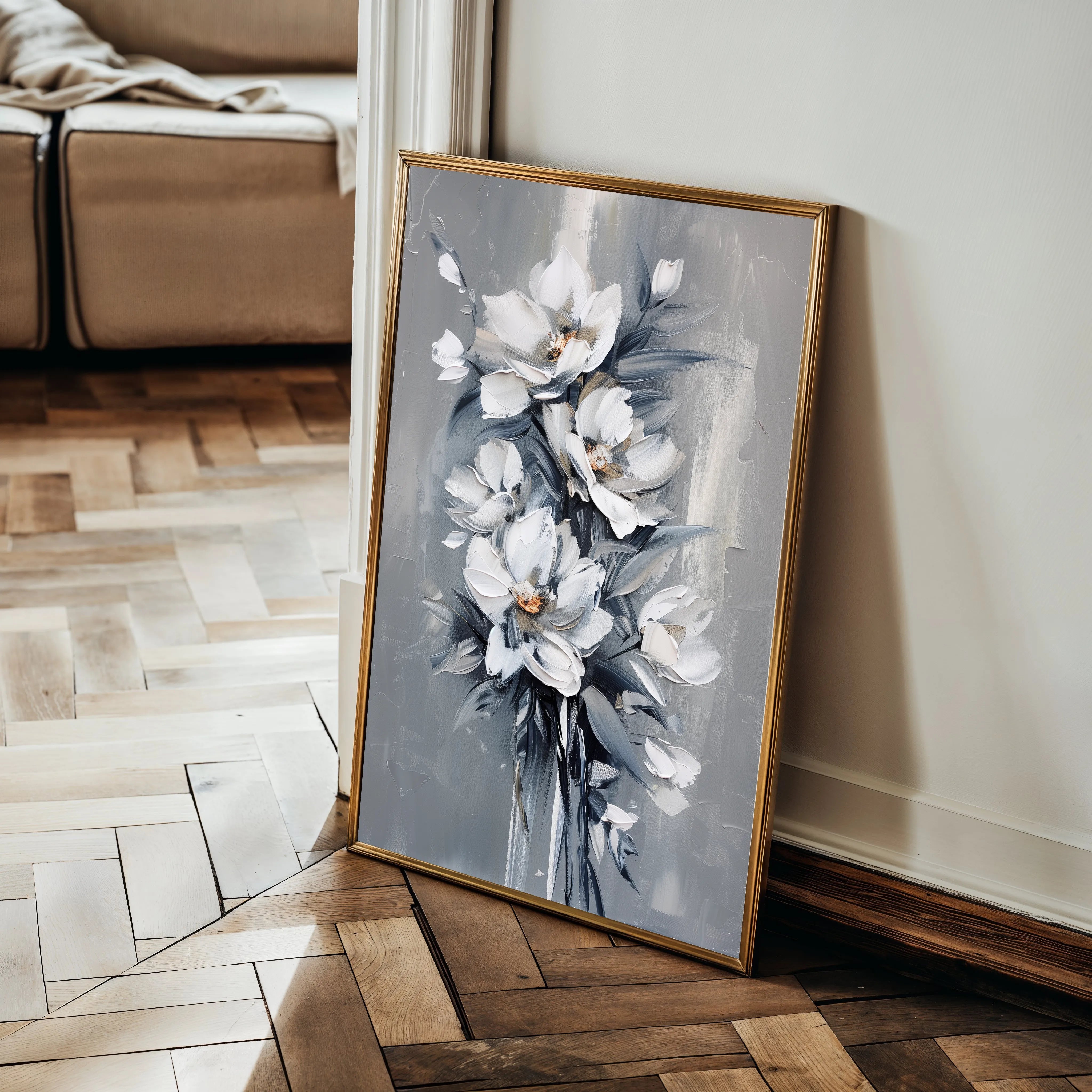 Floral 827 Canvas Art 18" x 24" / 45 x 60 cm / Black