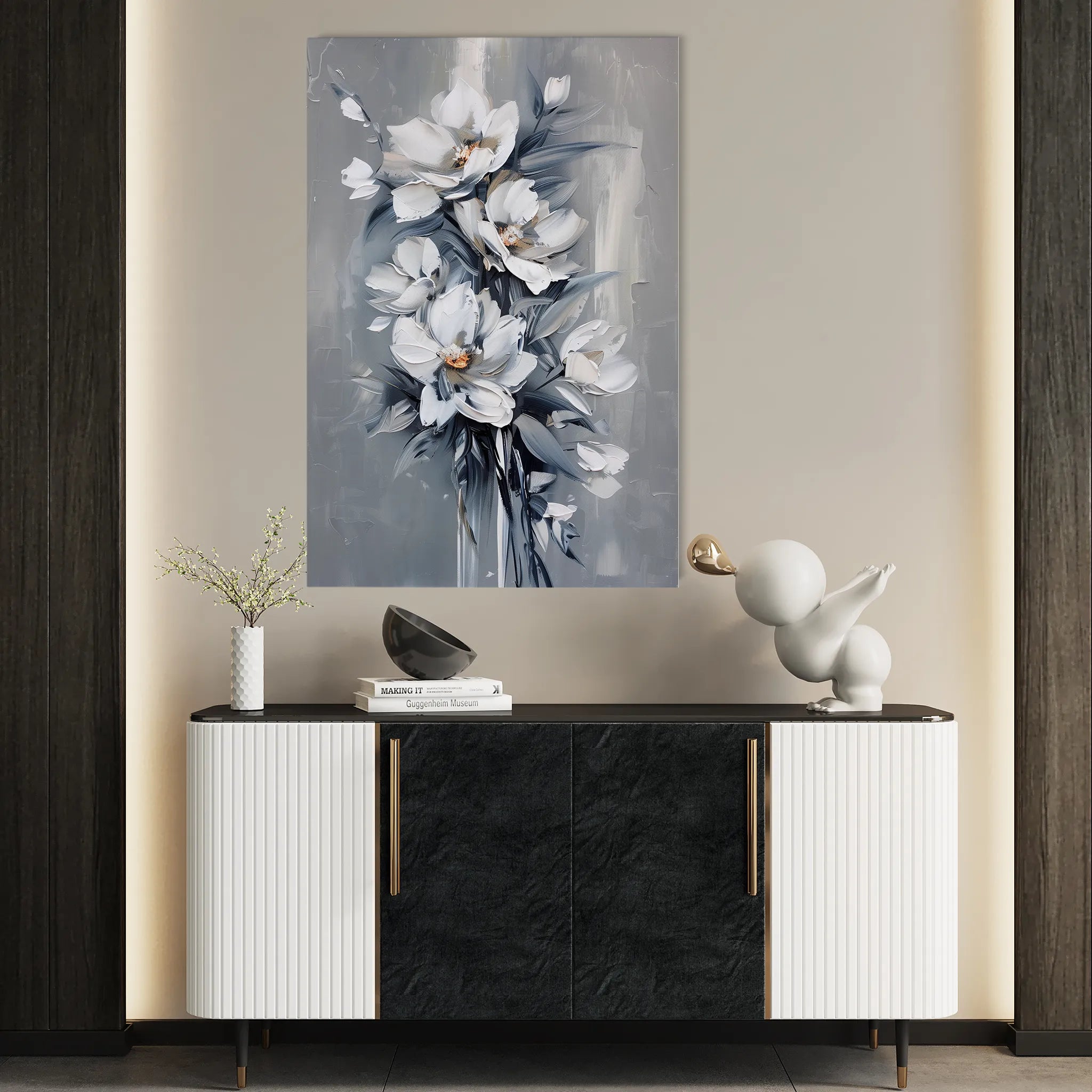 Floral 827 Canvas Art 18" x 24" / 45 x 60 cm / Black