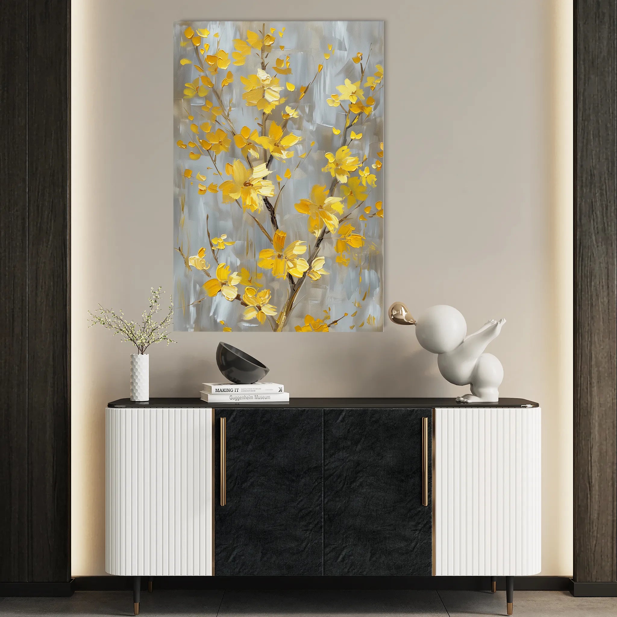 Floral 829 Canvas Art 18" x 24" / 45 x 60 cm / Black