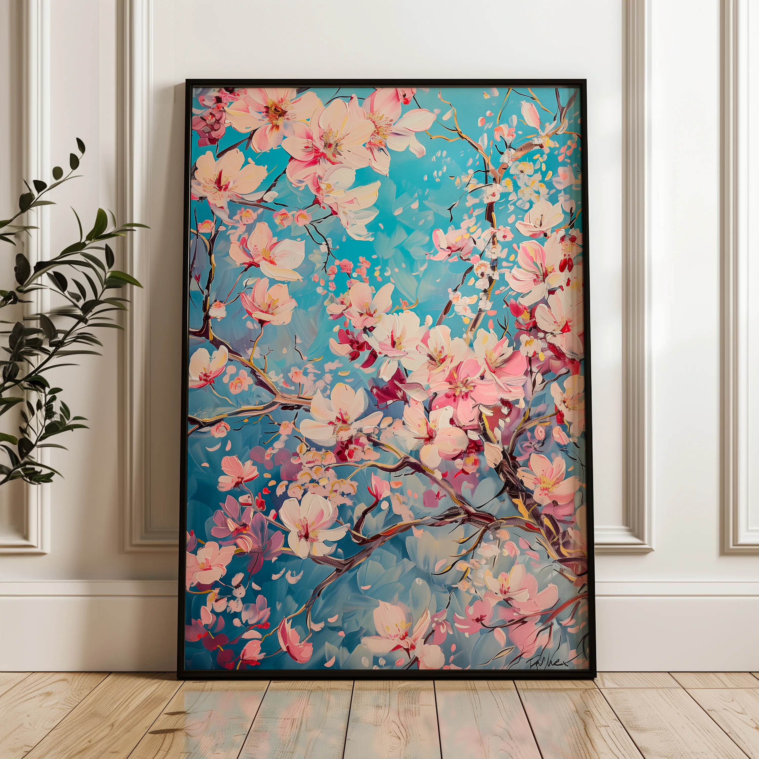 Floral 830 Canvas Art 18" x 24" / 45 x 60 cm / Black