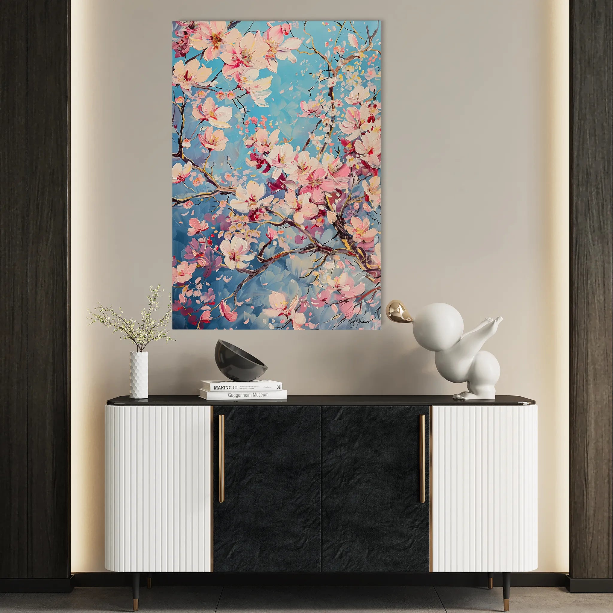 Floral 830 Canvas Art 18" x 24" / 45 x 60 cm / Black