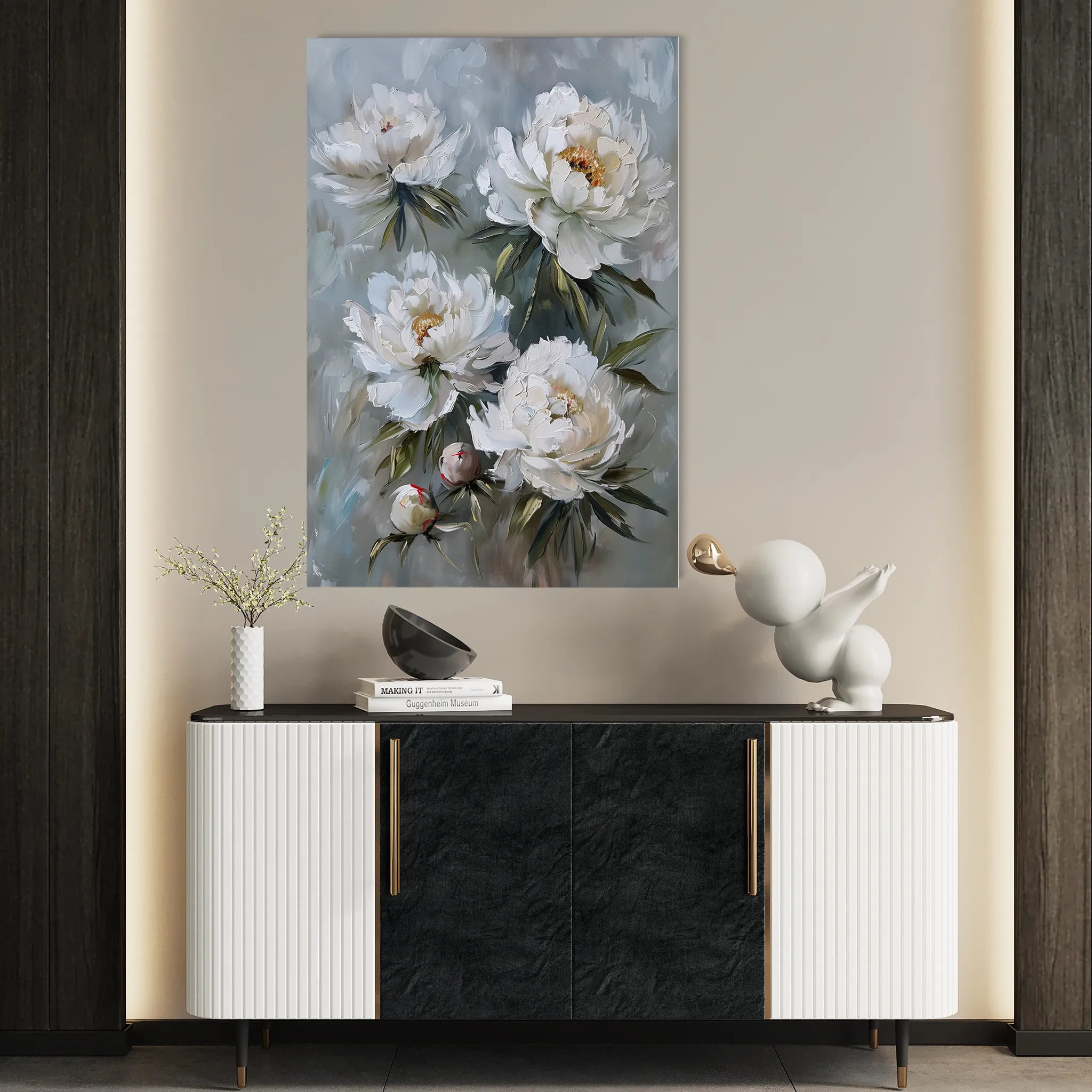 Floral 831 Canvas Art 18" x 24" / 45 x 60 cm / Black