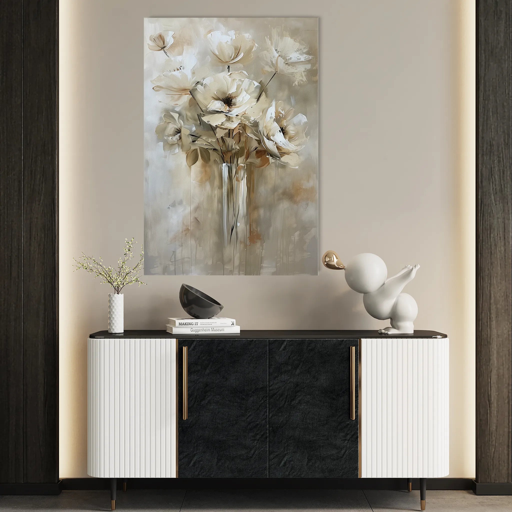 Floral 833 Canvas Art 18" x 24" / 45 x 60 cm / Black