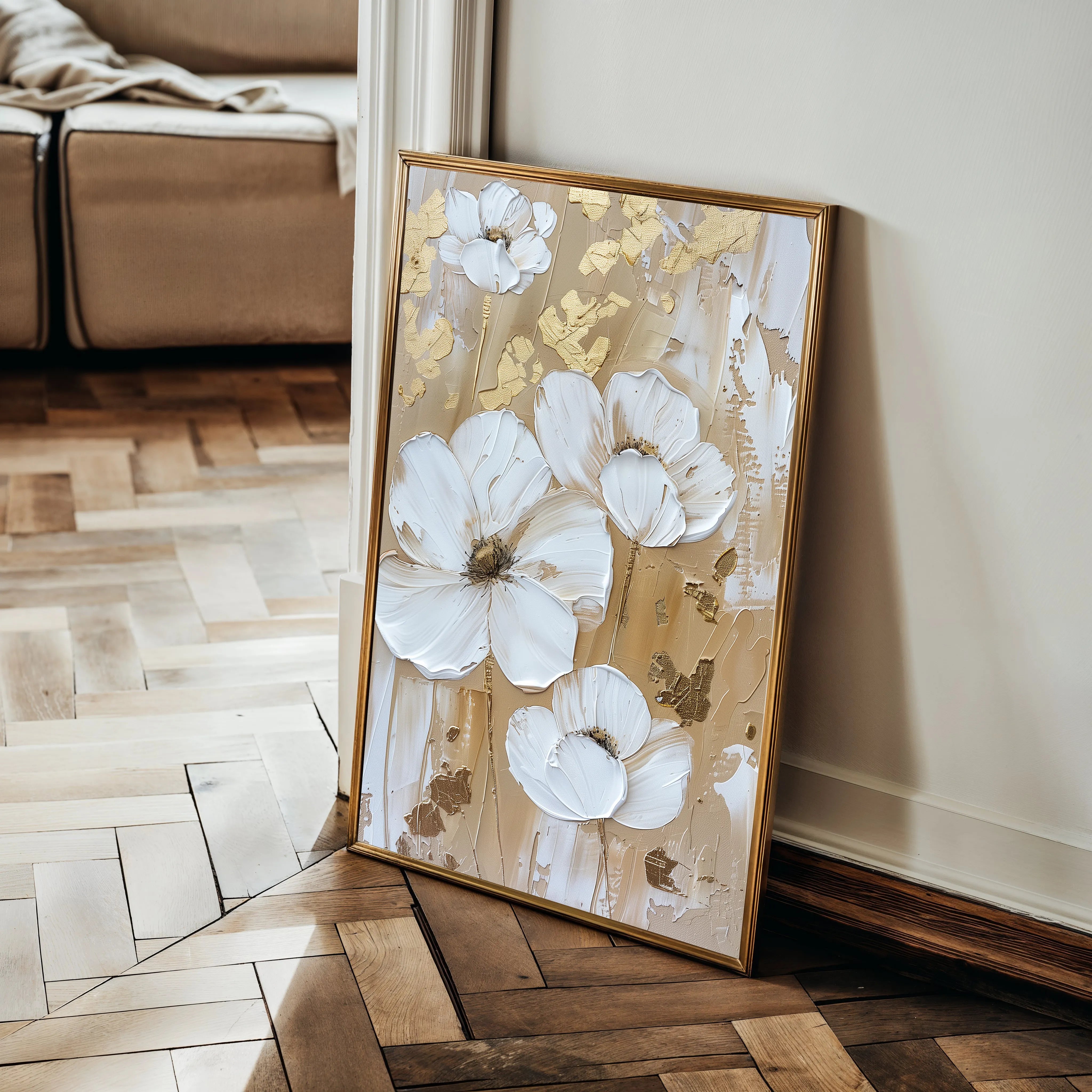Floral 834 Canvas Art 18" x 24" / 45 x 60 cm / Black