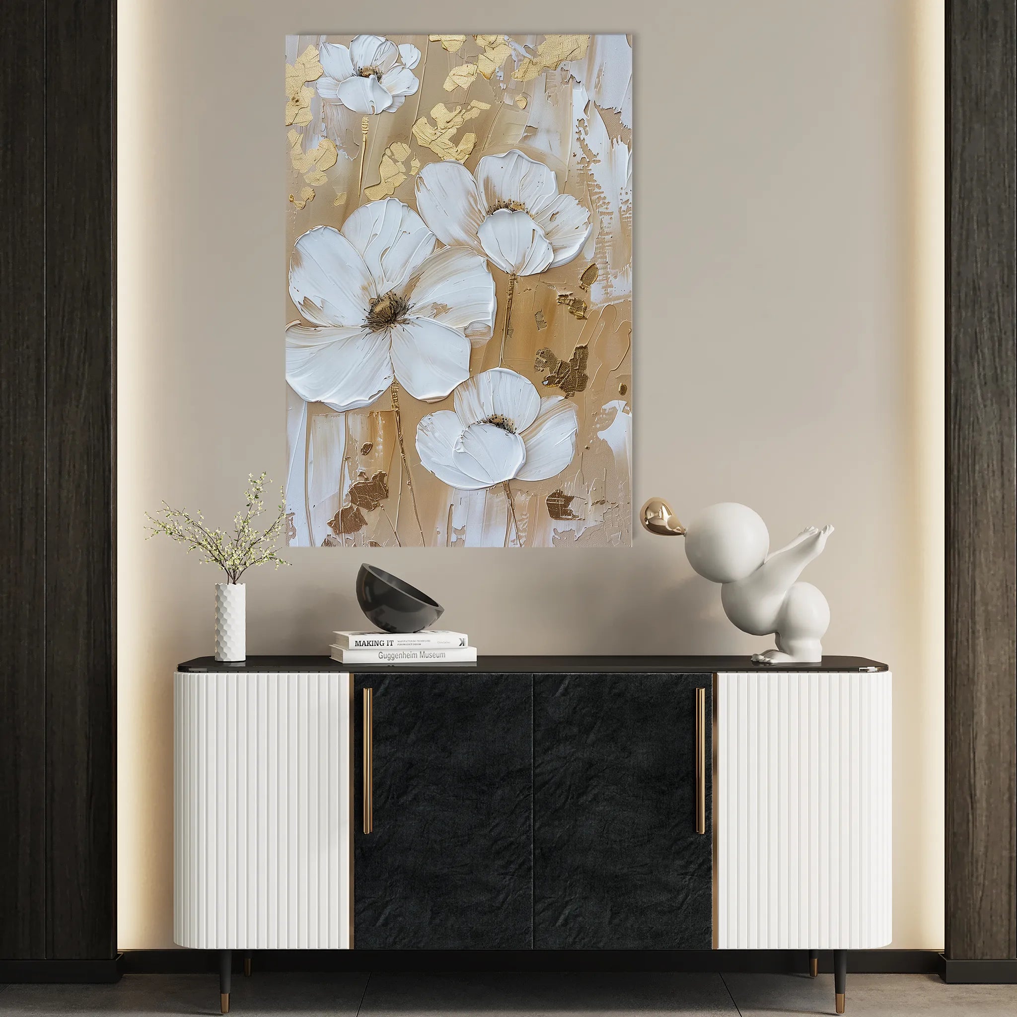 Floral 834 Canvas Art 18" x 24" / 45 x 60 cm / Black