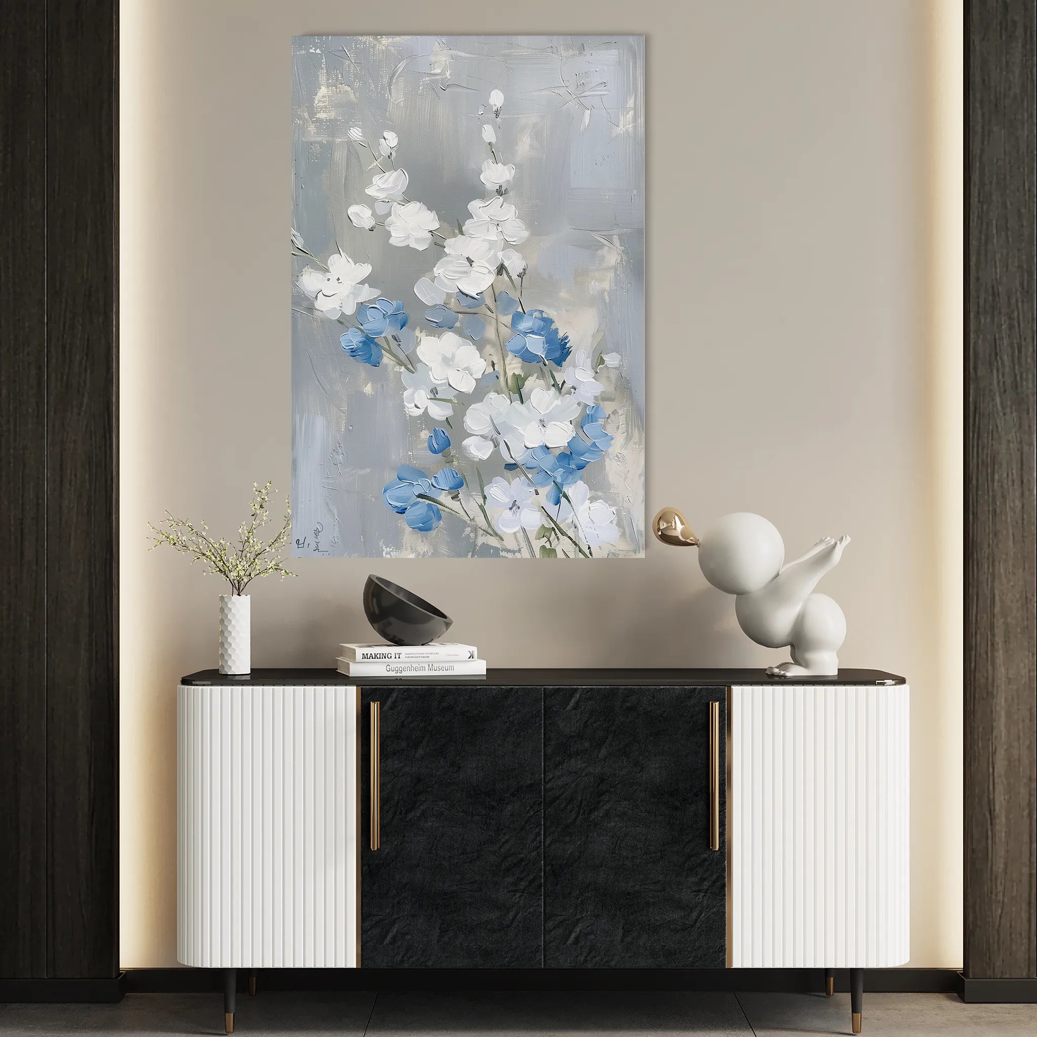 Floral 835 Canvas Art 18" x 24" / 45 x 60 cm / Black