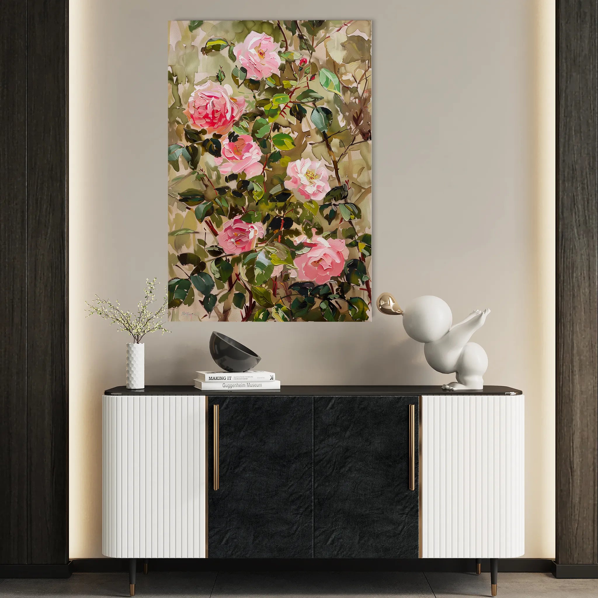 Floral 840 Canvas Art 18" x 24" / 45 x 60 cm / Black