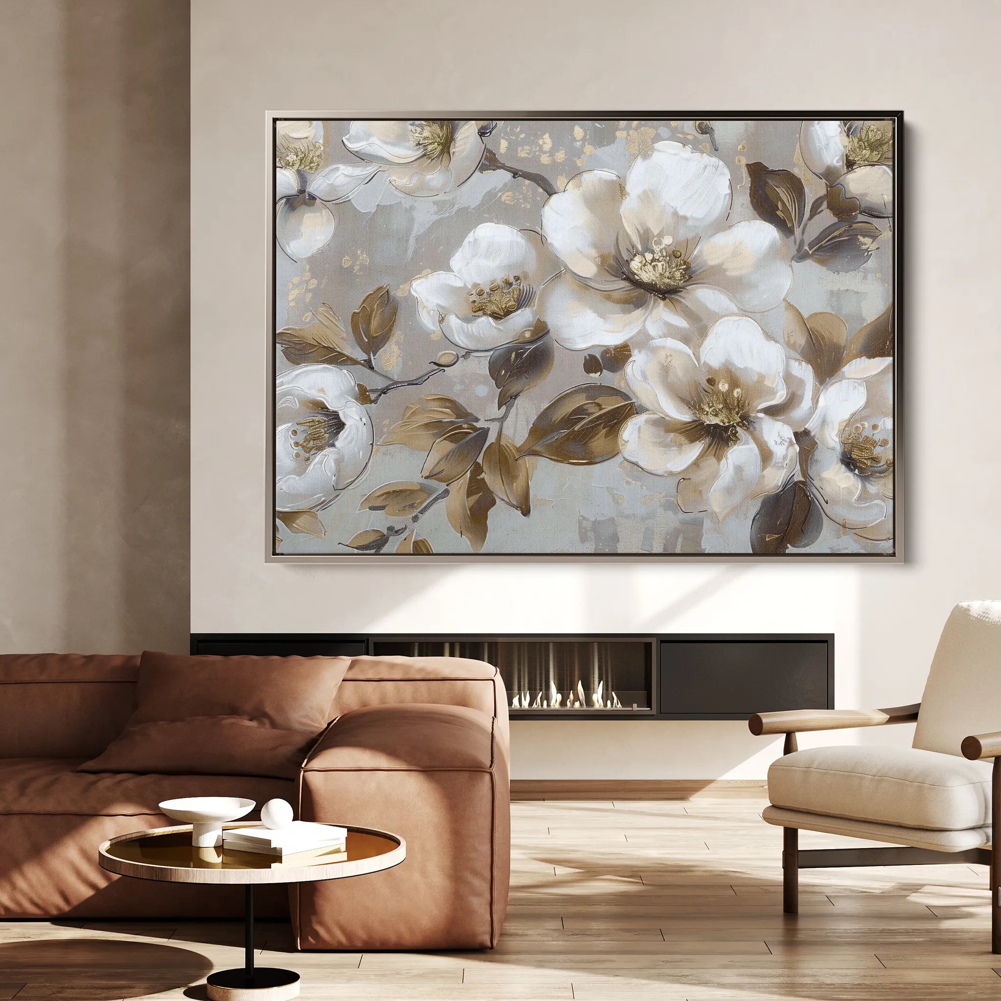 Floral 843 Canvas Art 18" x 24" / 45 x 60 cm / Black
