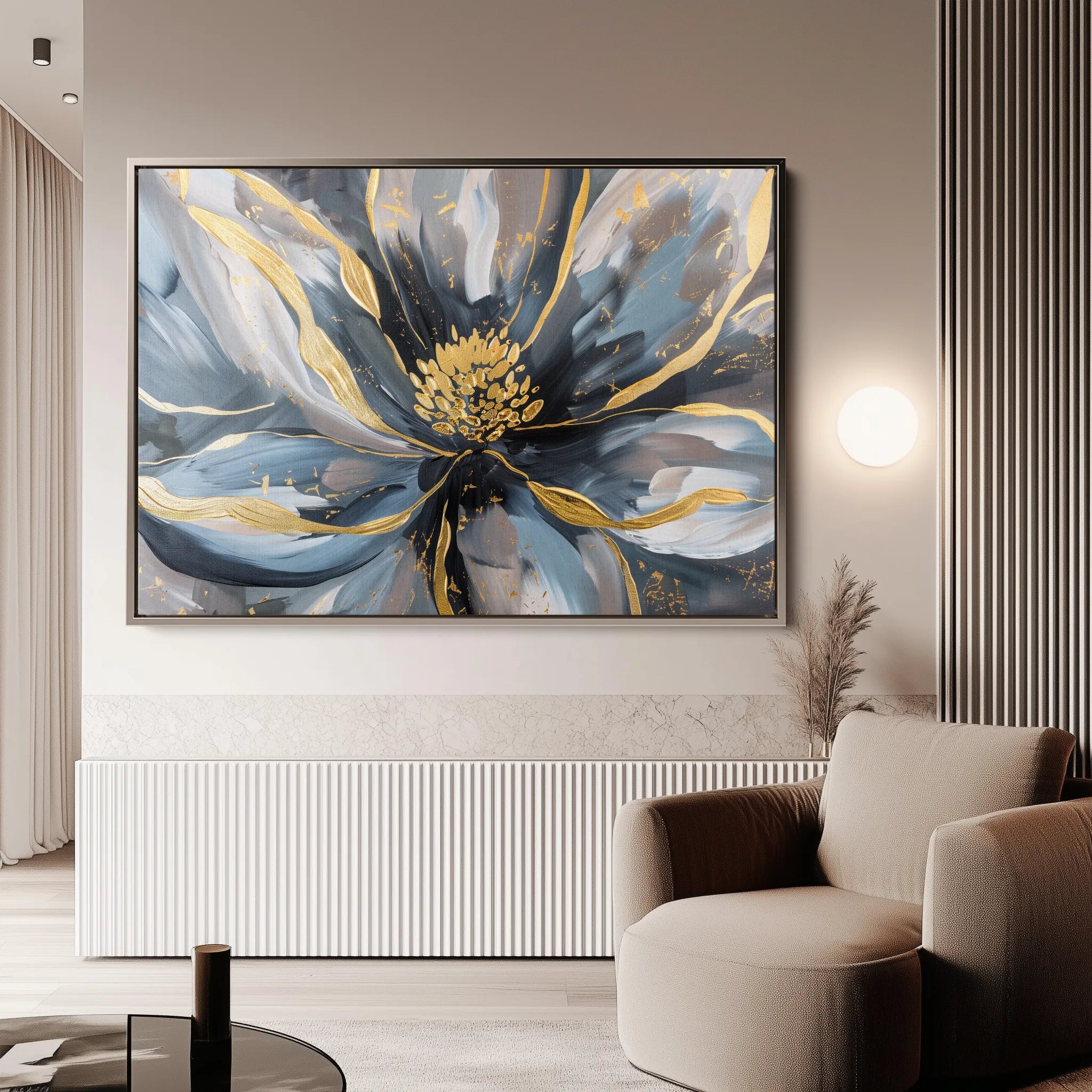 Floral 850 Canvas Art 18" x 24" / 45 x 60 cm / Black