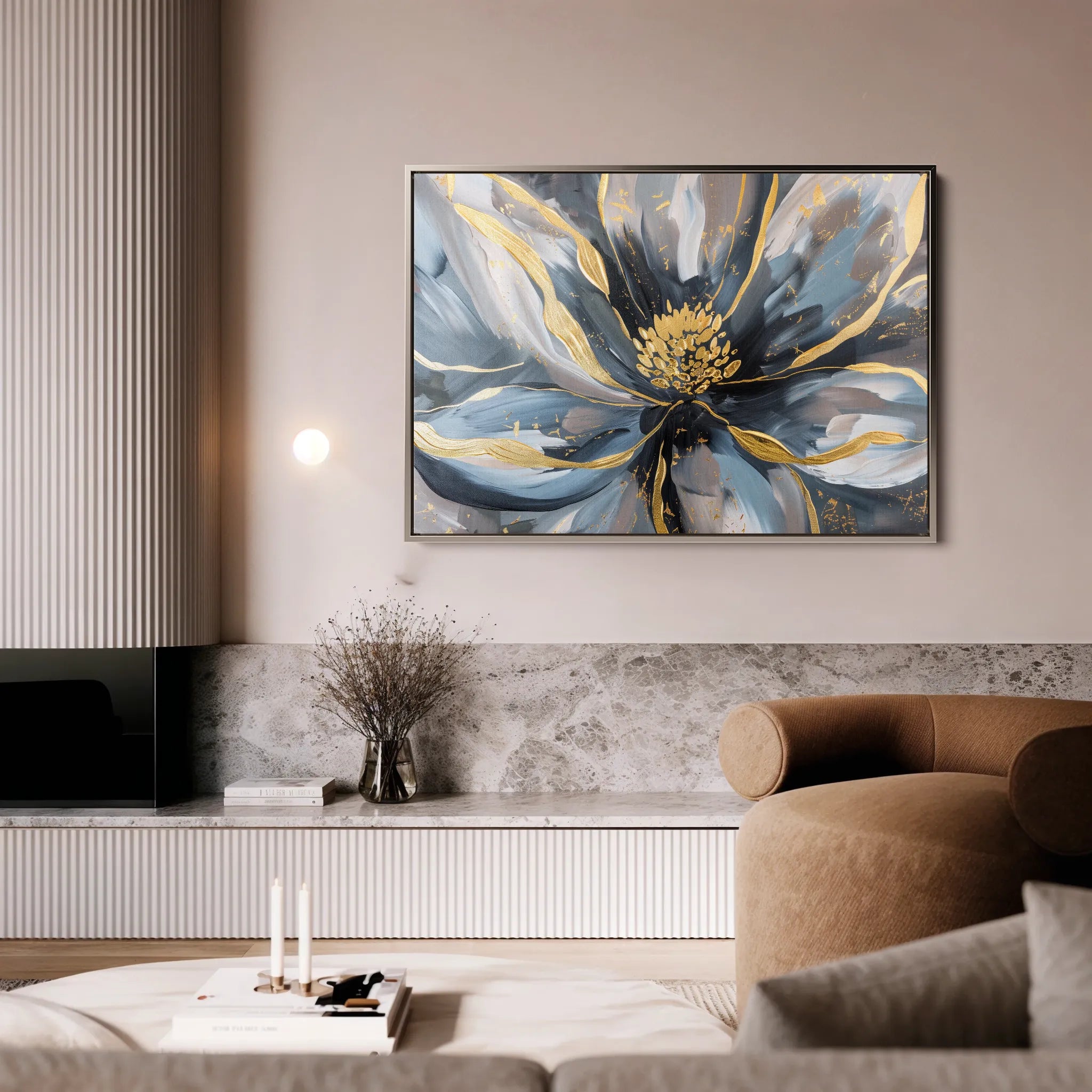 Floral 850 Canvas Art 18" x 24" / 45 x 60 cm / Black