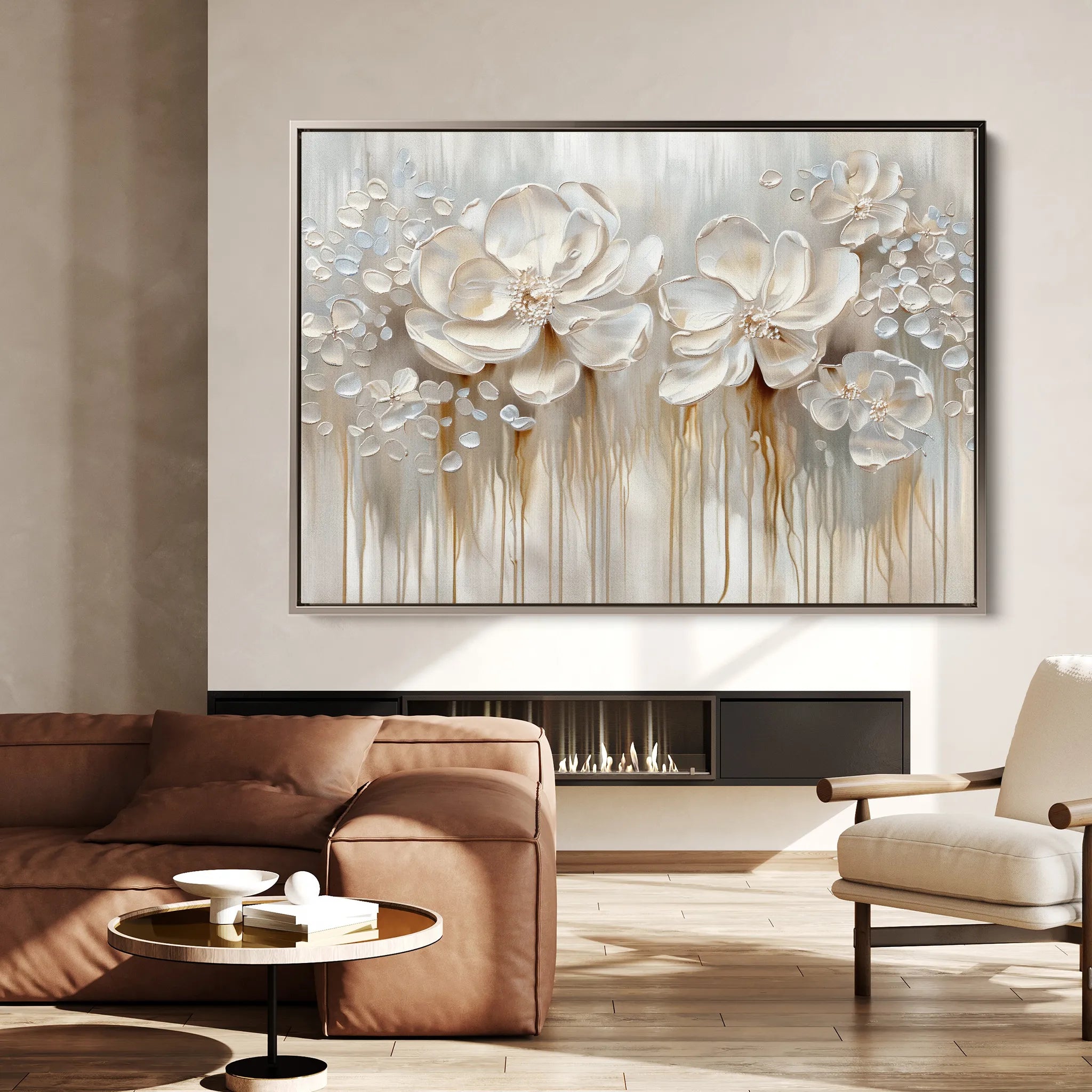 Floral 855 Canvas Art 18" x 24" / 45 x 60 cm / Black