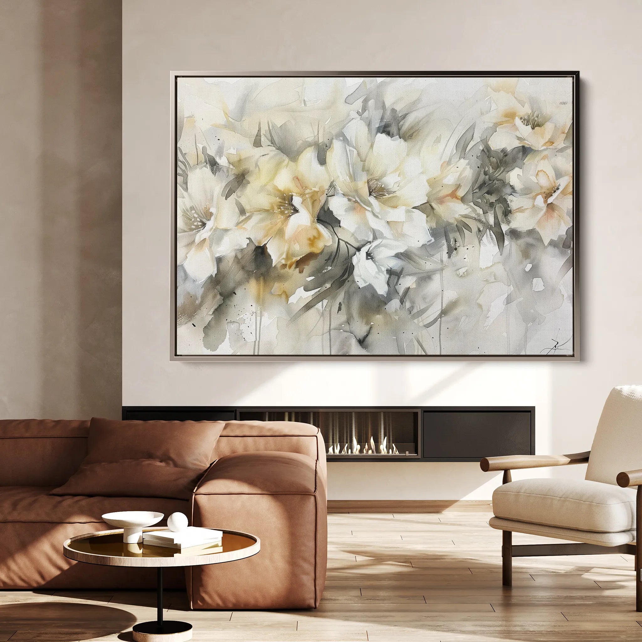 Floral 857 Canvas Art 18" x 24" / 45 x 60 cm / Black