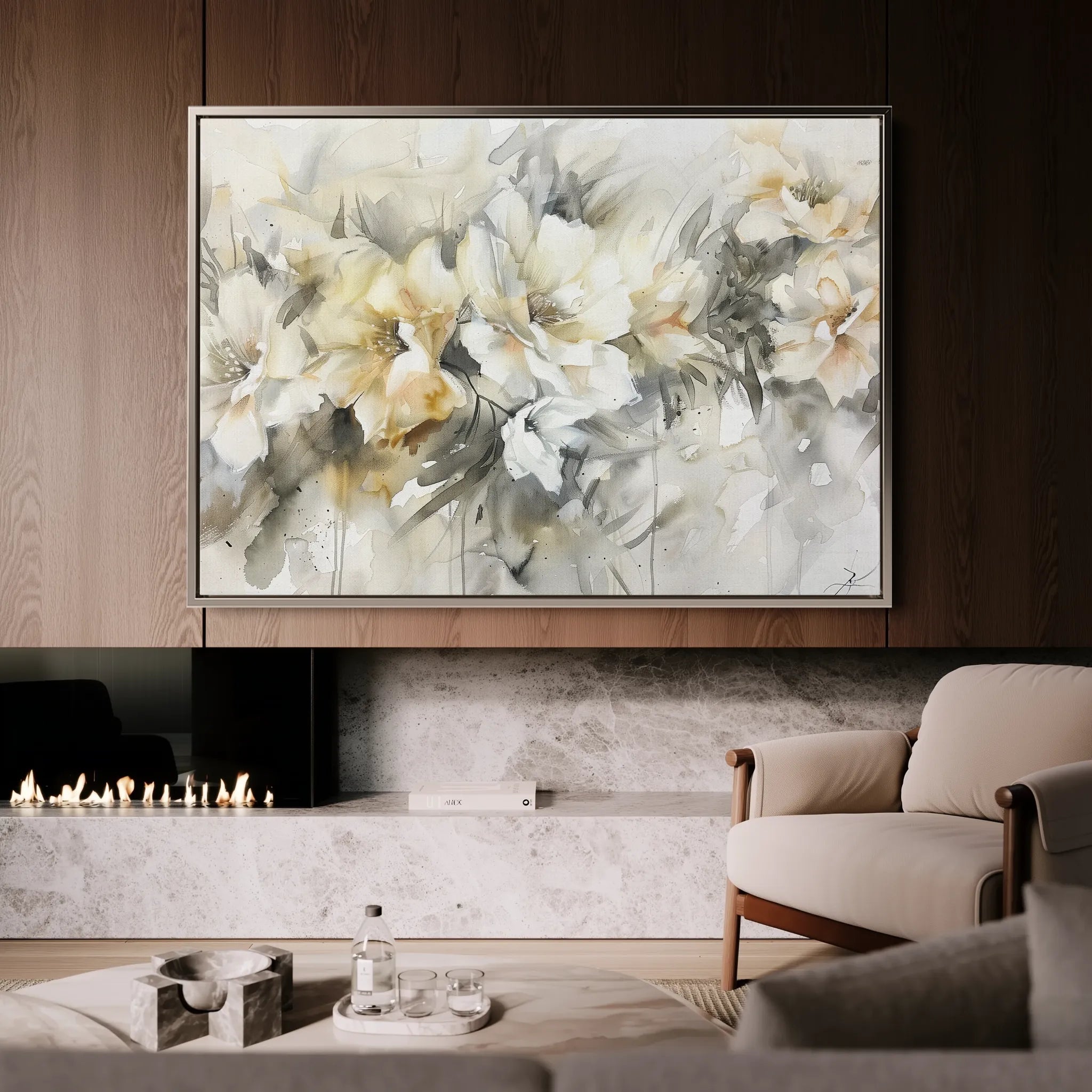 Floral 857 Canvas Art 18" x 24" / 45 x 60 cm / Black