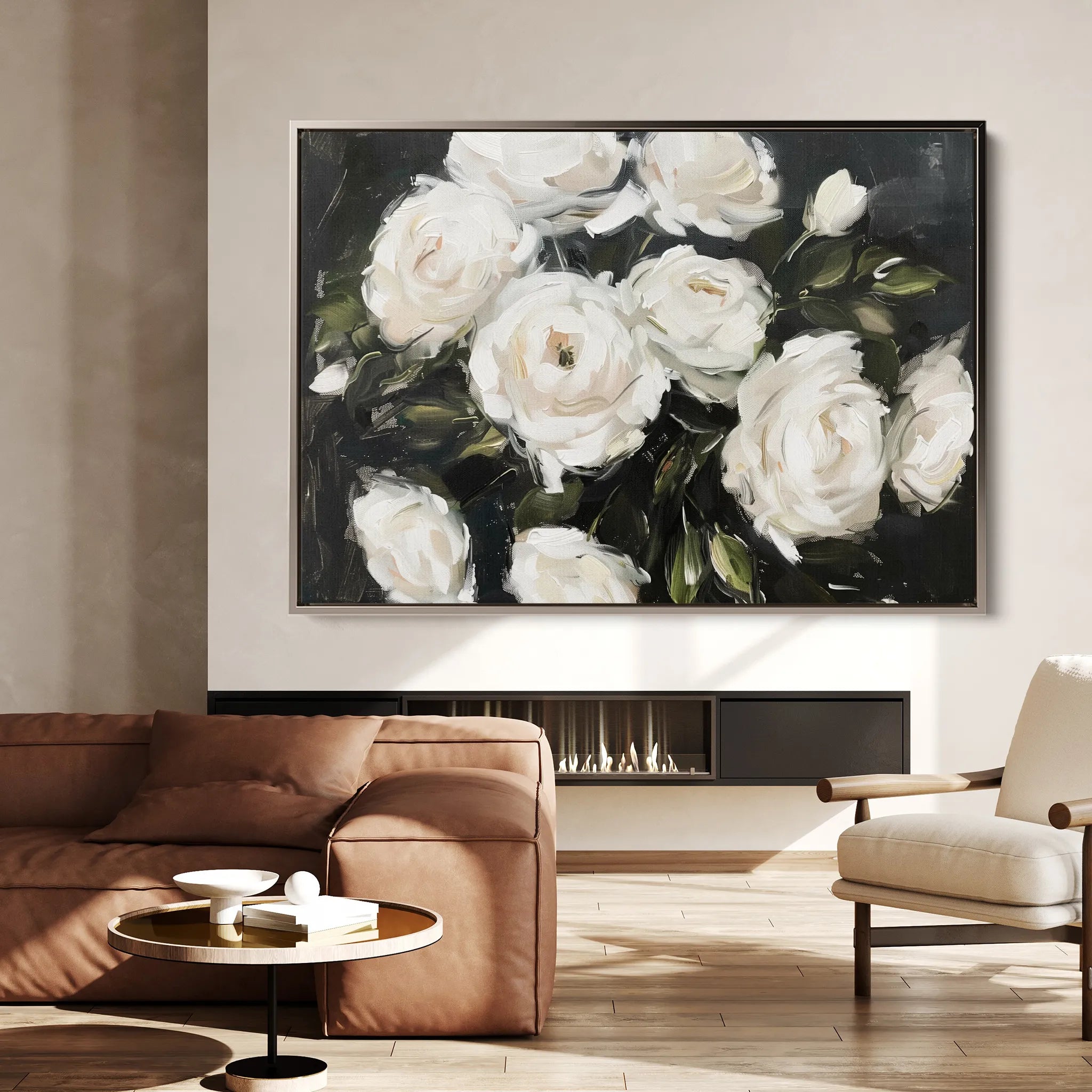 Floral 860 Canvas Art 18" x 24" / 45 x 60 cm / Black