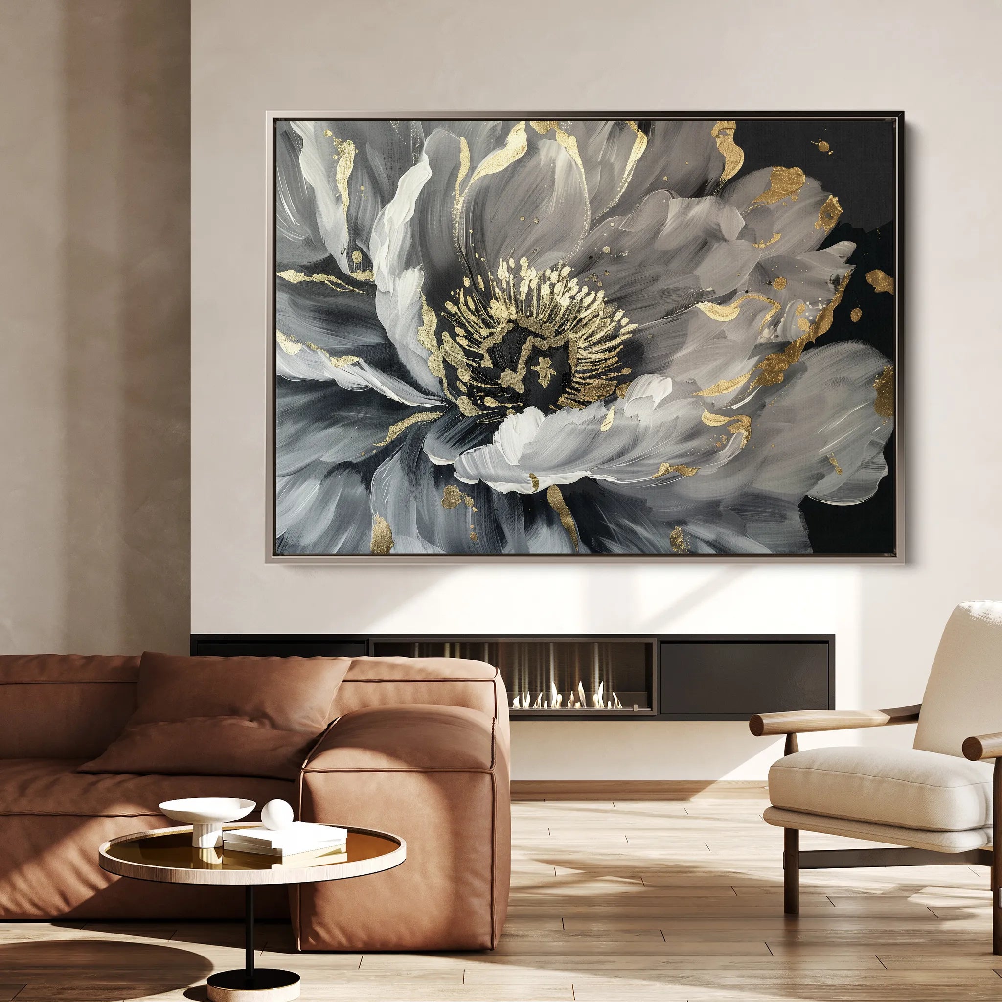 Floral 863 Canvas Art 18" x 24" / 45 x 60 cm / Black