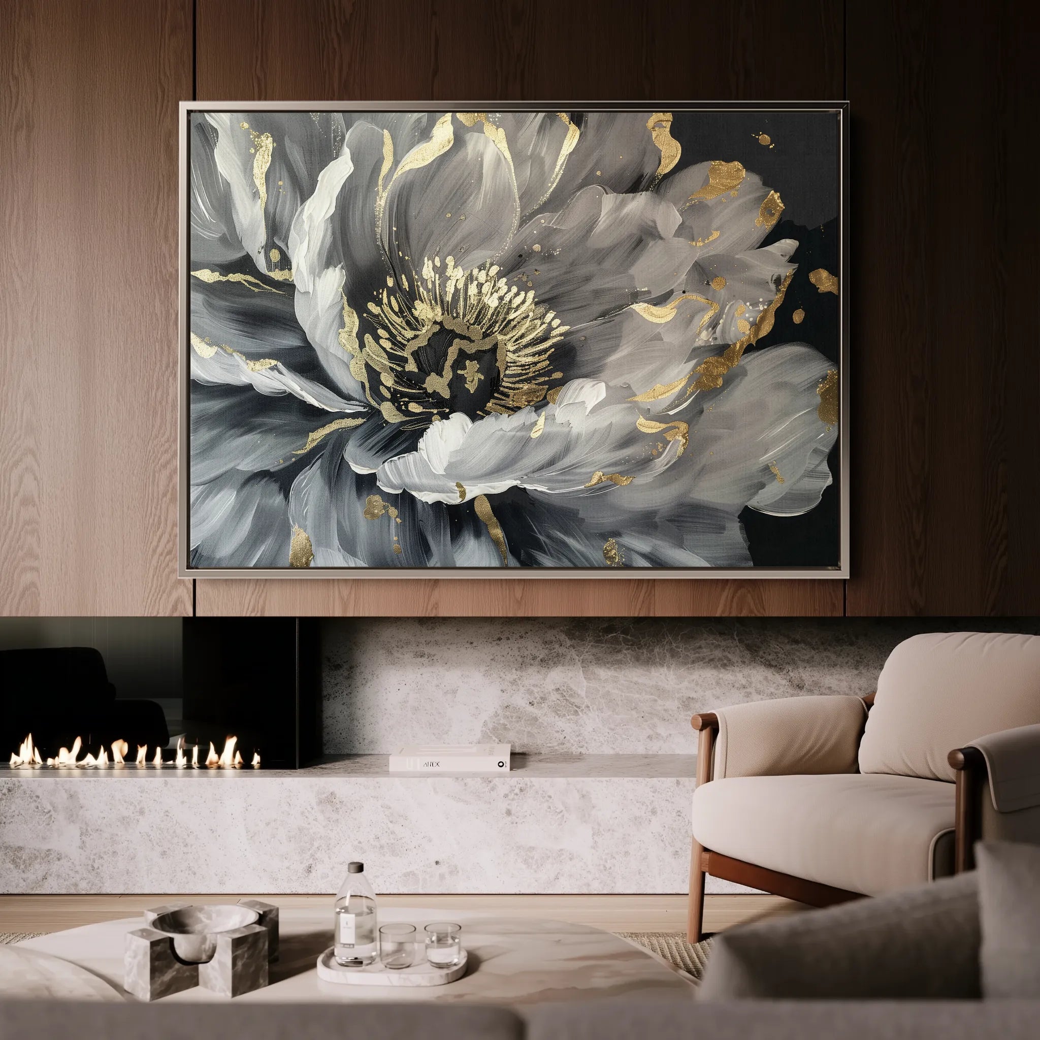 Floral 863 Canvas Art 18" x 24" / 45 x 60 cm / Black