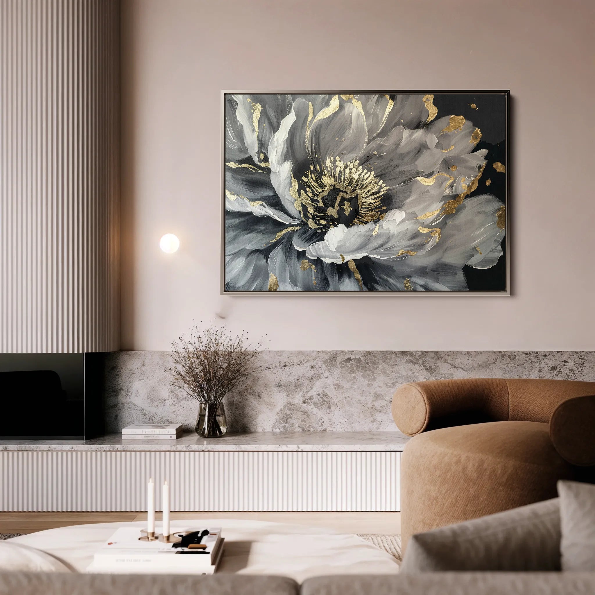 Floral 863 Canvas Art 18" x 24" / 45 x 60 cm / Black