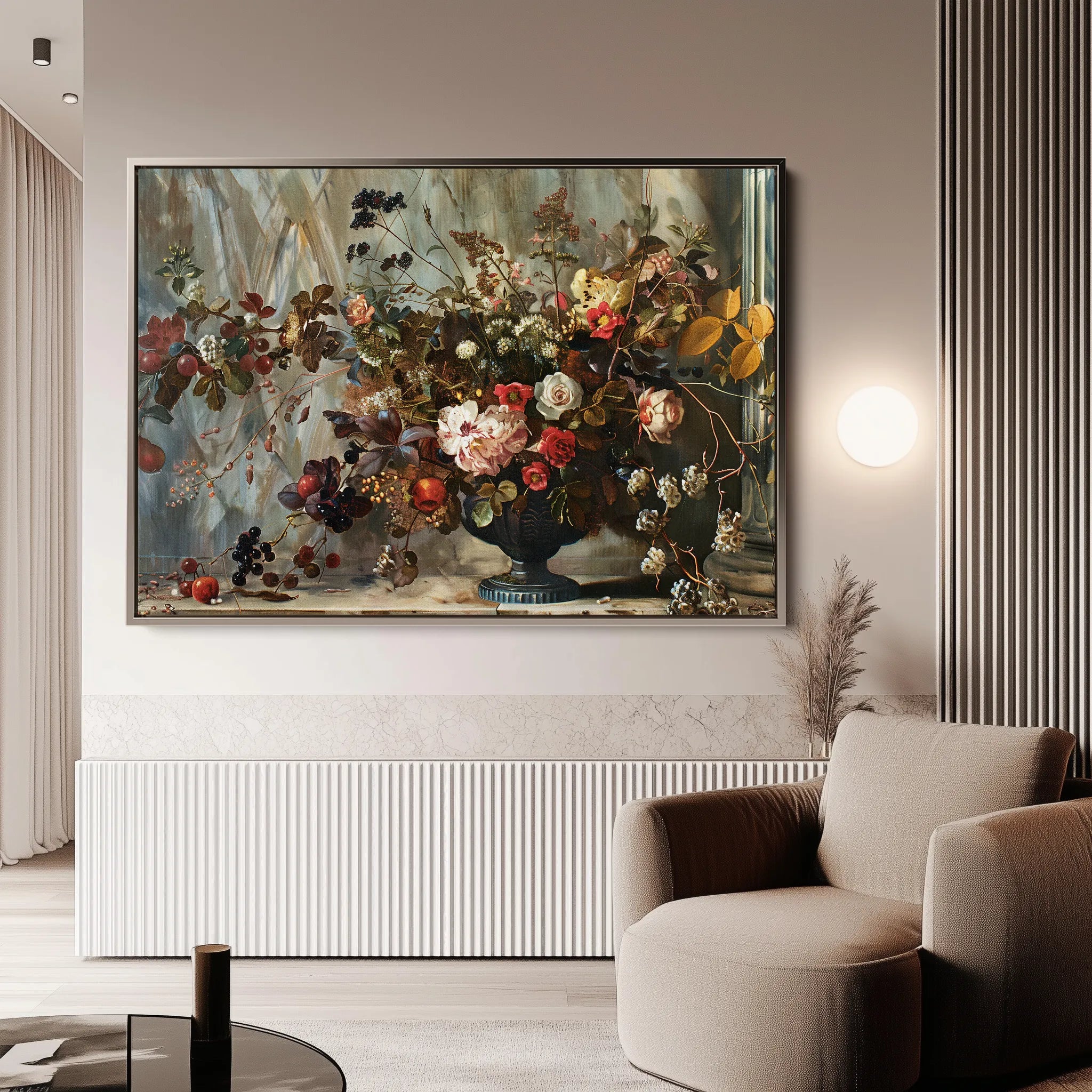 Floral 864 Canvas Art 18" x 24" / 45 x 60 cm / Black