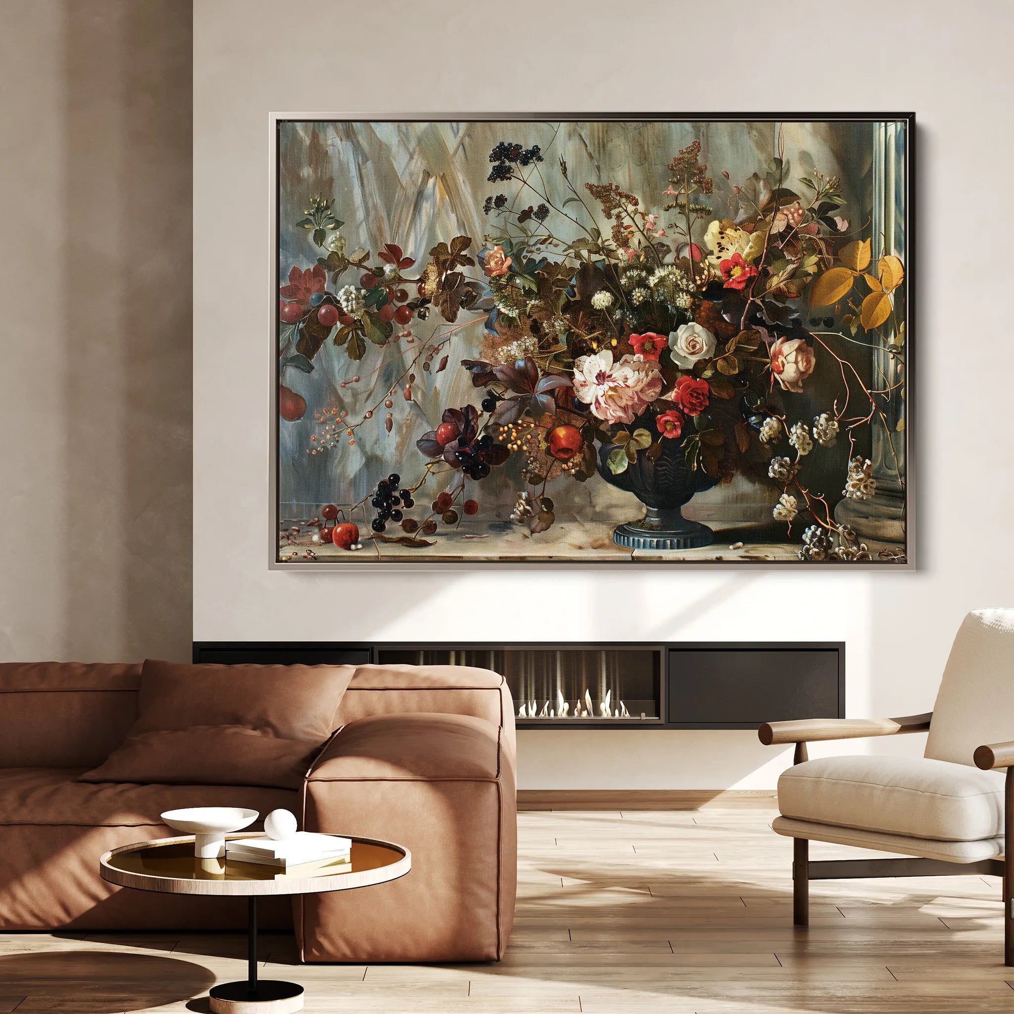 Floral 864 Canvas Art 18" x 24" / 45 x 60 cm / Black
