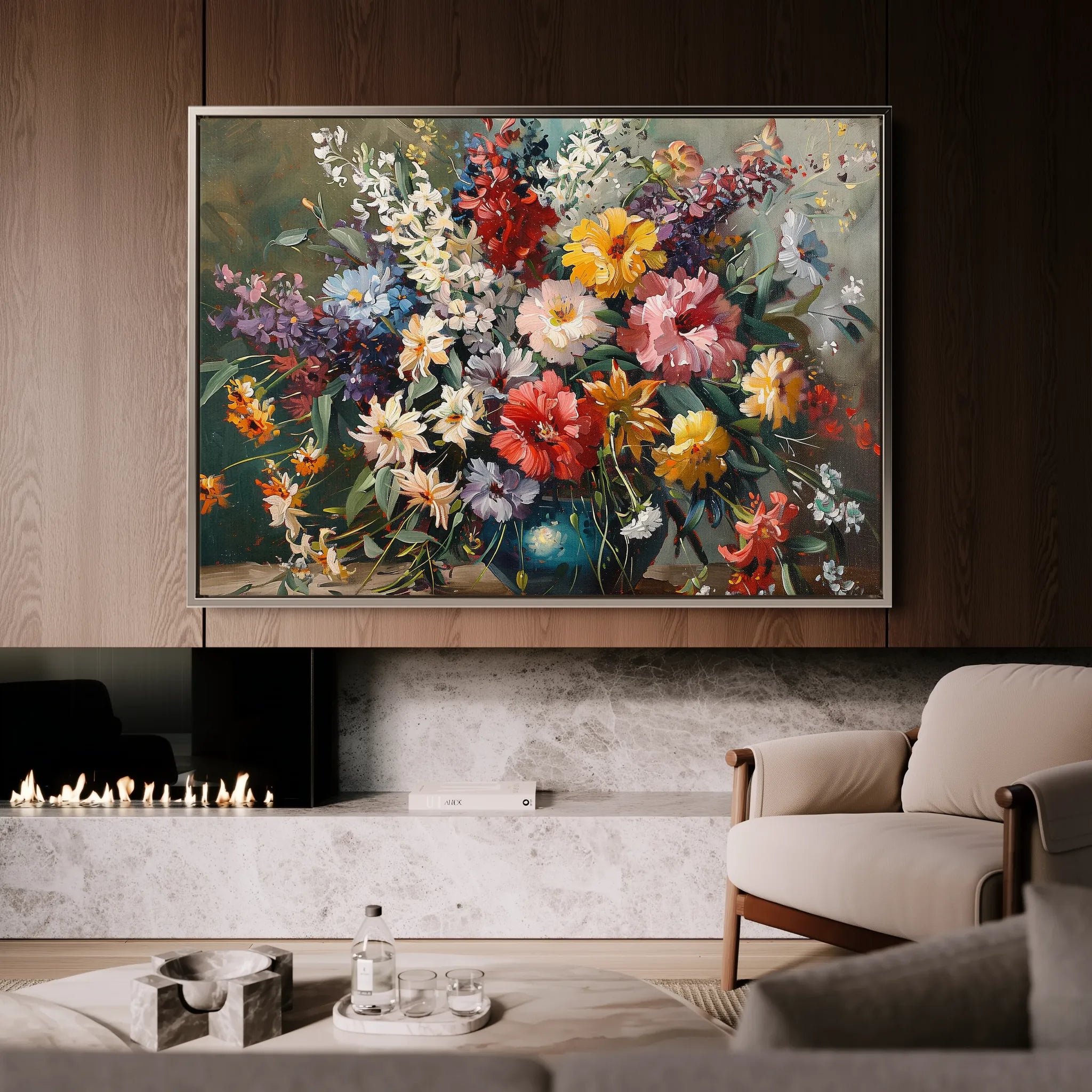 Floral 865 Canvas Art 18" x 24" / 45 x 60 cm / Black