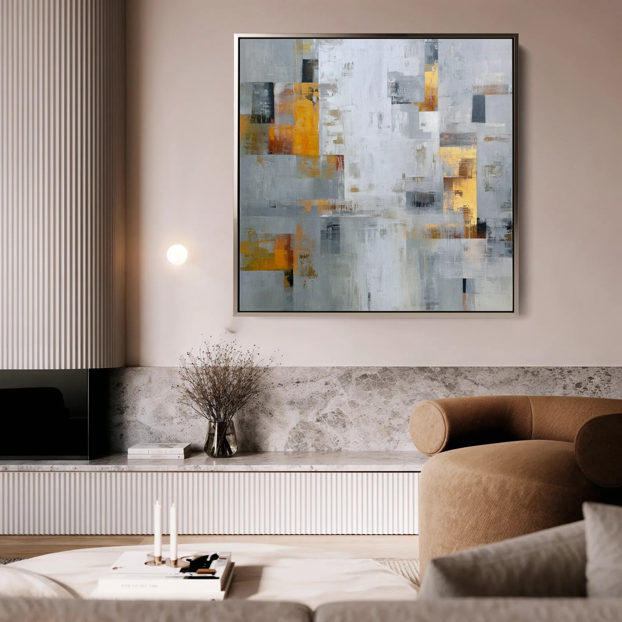 Abstract 867 Canvas Art 16" x 16" / 40 x 40 cm / Black