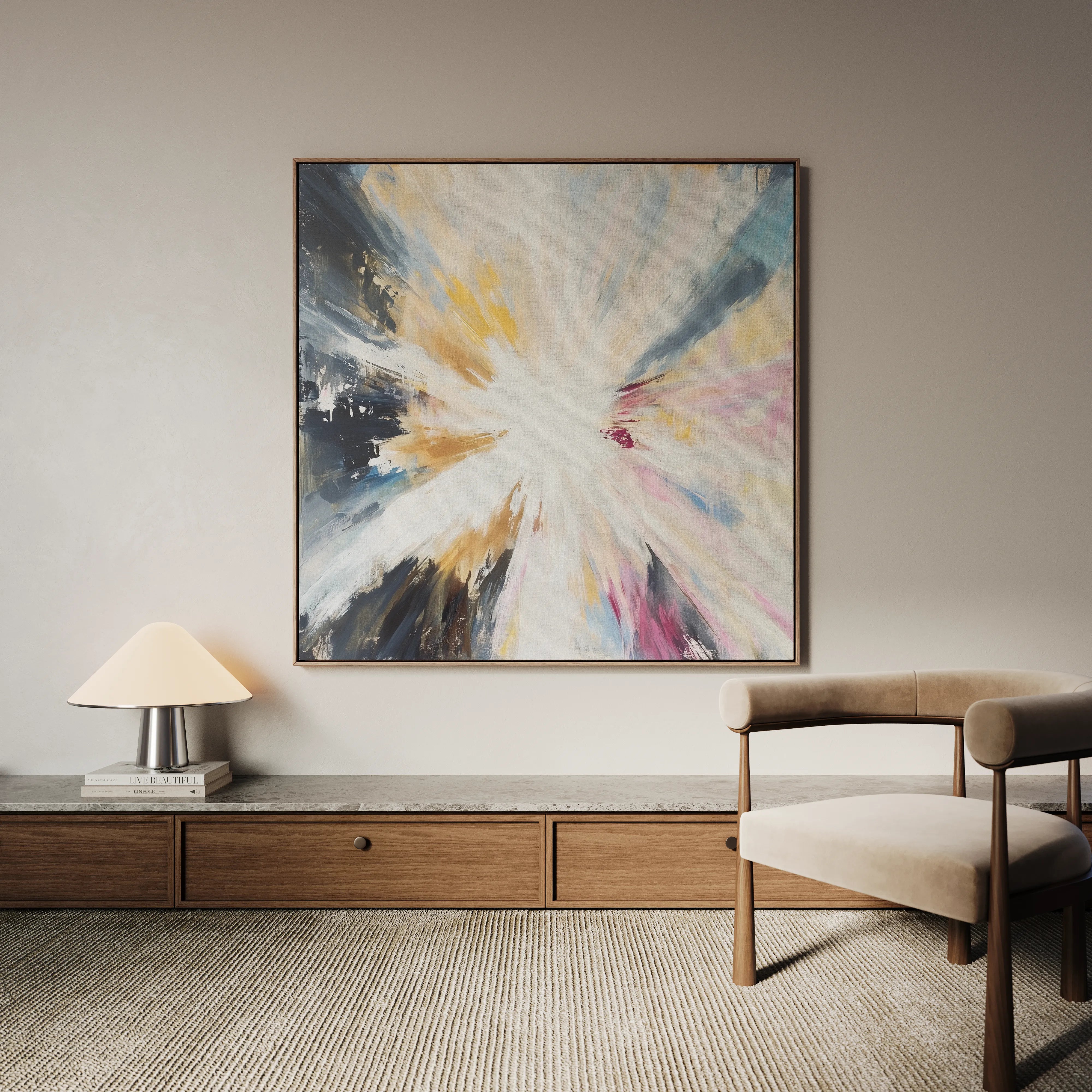 Abstract 869 Canvas Art 16" x 16" / 40 x 40 cm / Black