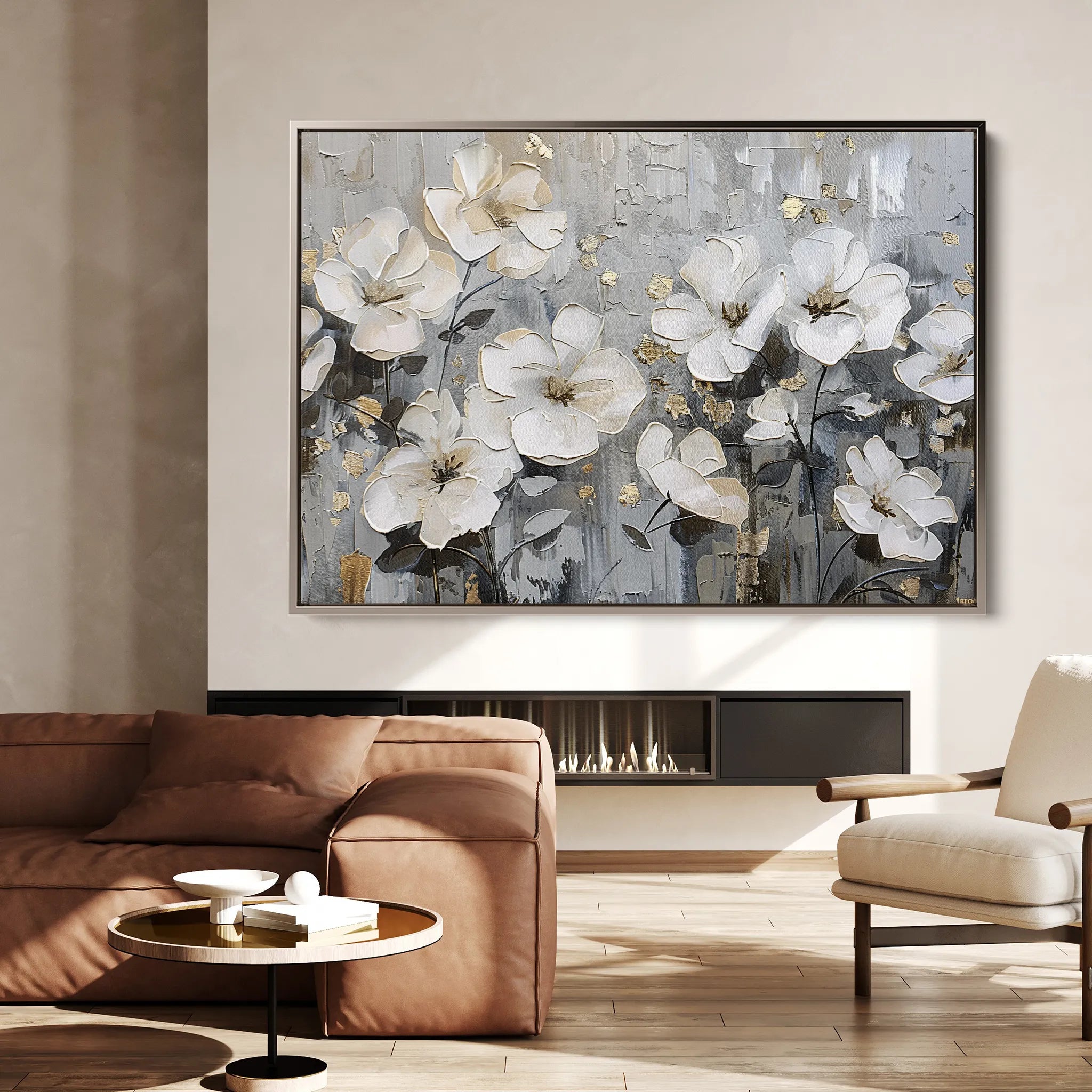 Floral 869 Canvas Art 18" x 24" / 45 x 60 cm / Black