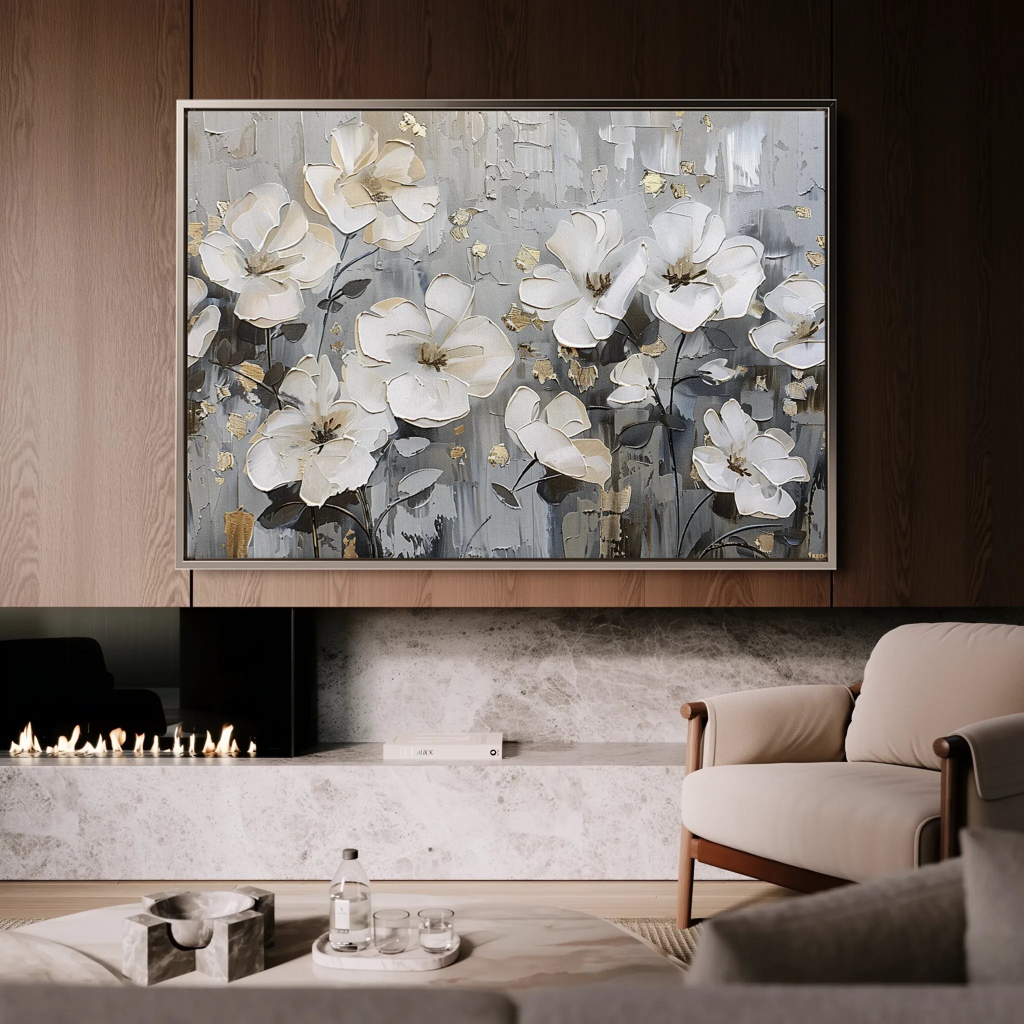 Floral 869 Canvas Art 18" x 24" / 45 x 60 cm / Black