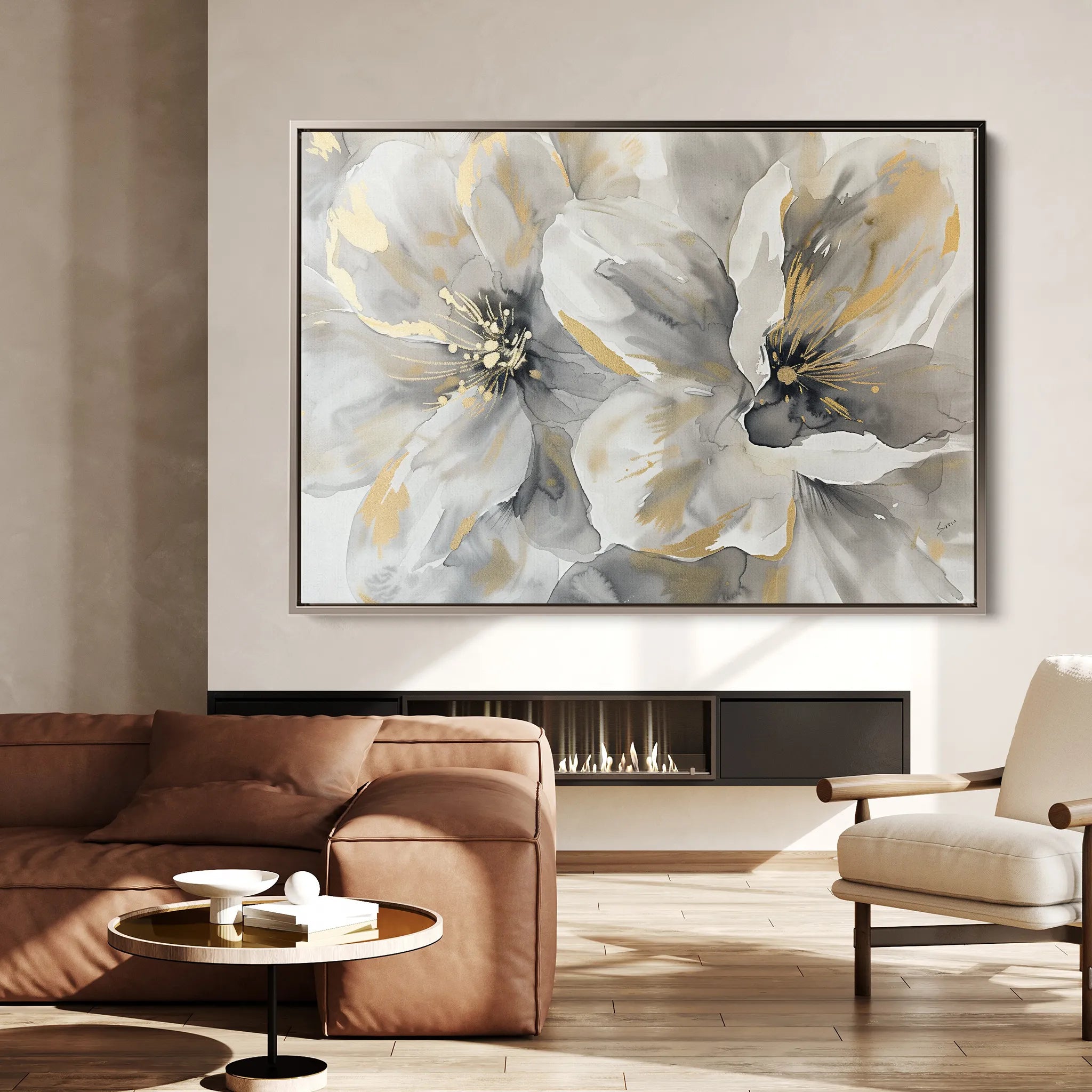 Floral 872 Canvas Art 18" x 24" / 45 x 60 cm / Black