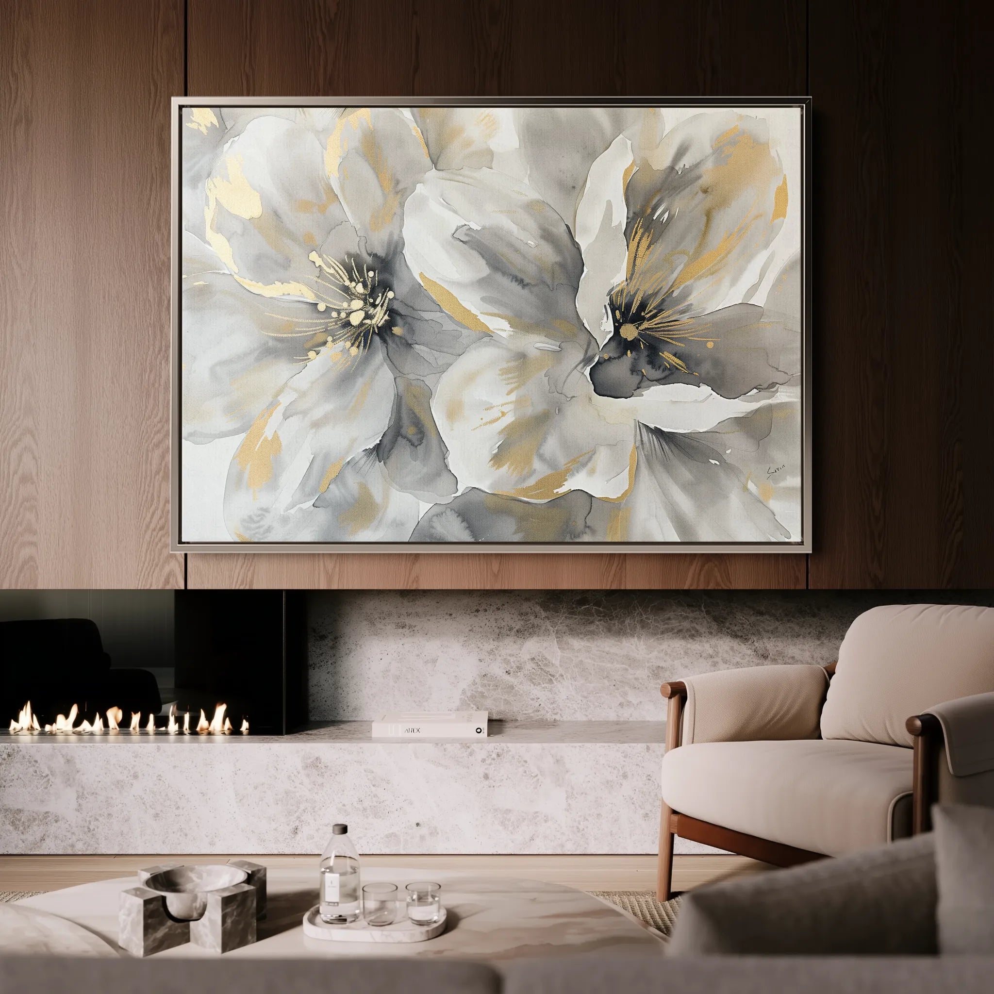 Floral 872 Canvas Art 18" x 24" / 45 x 60 cm / Black