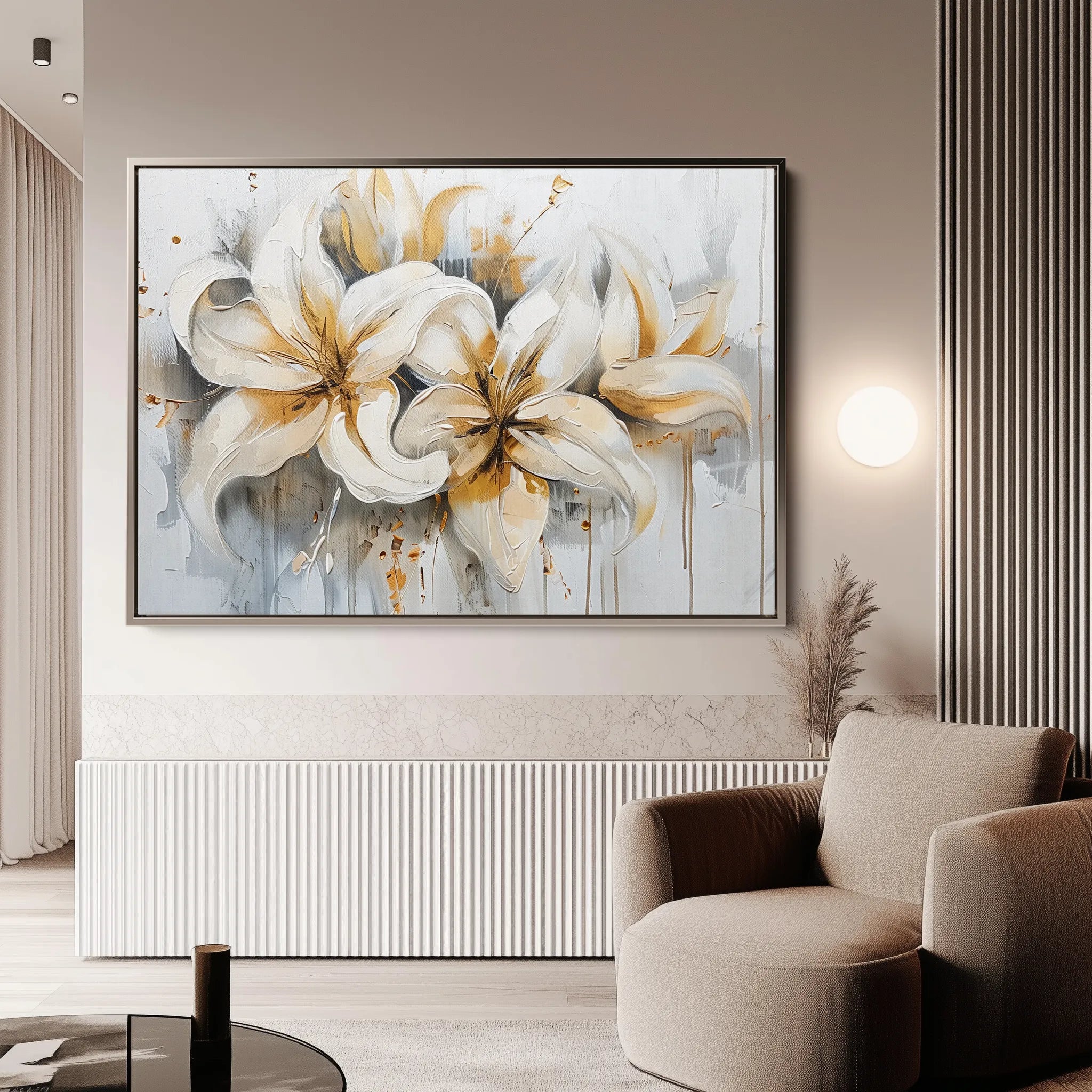 Floral 873 Canvas Art 18" x 24" / 45 x 60 cm / Black