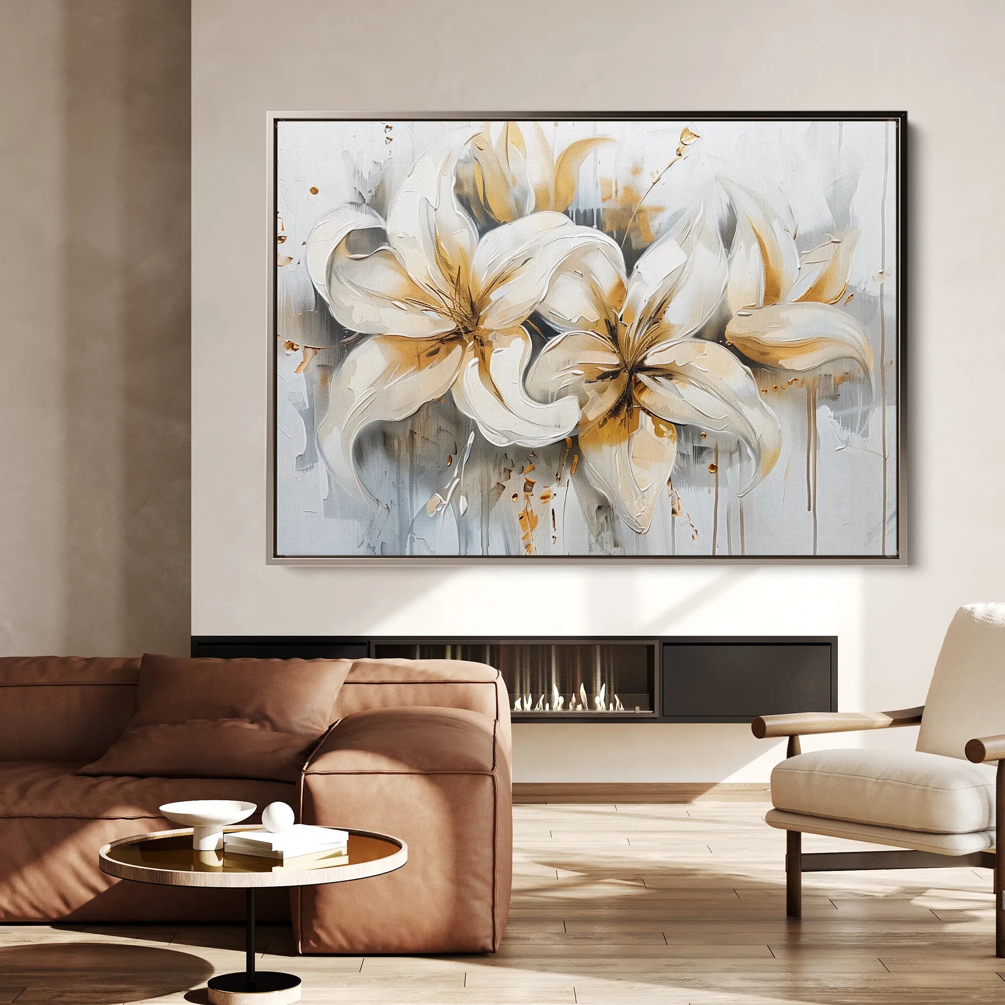Floral 873 Canvas Art 18" x 24" / 45 x 60 cm / Black