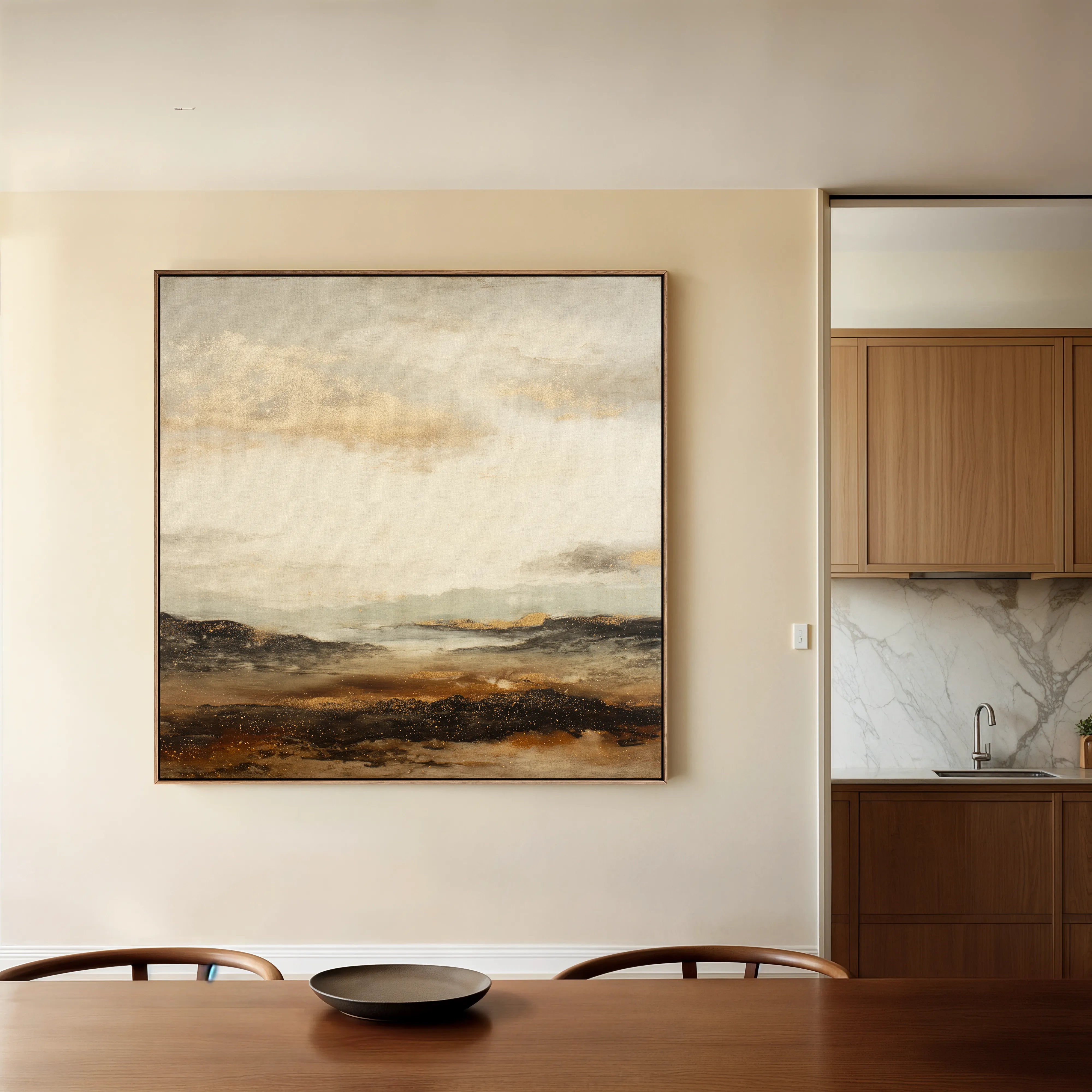 Abstract 874 Canvas Art 16" x 16" / 40 x 40 cm / Black