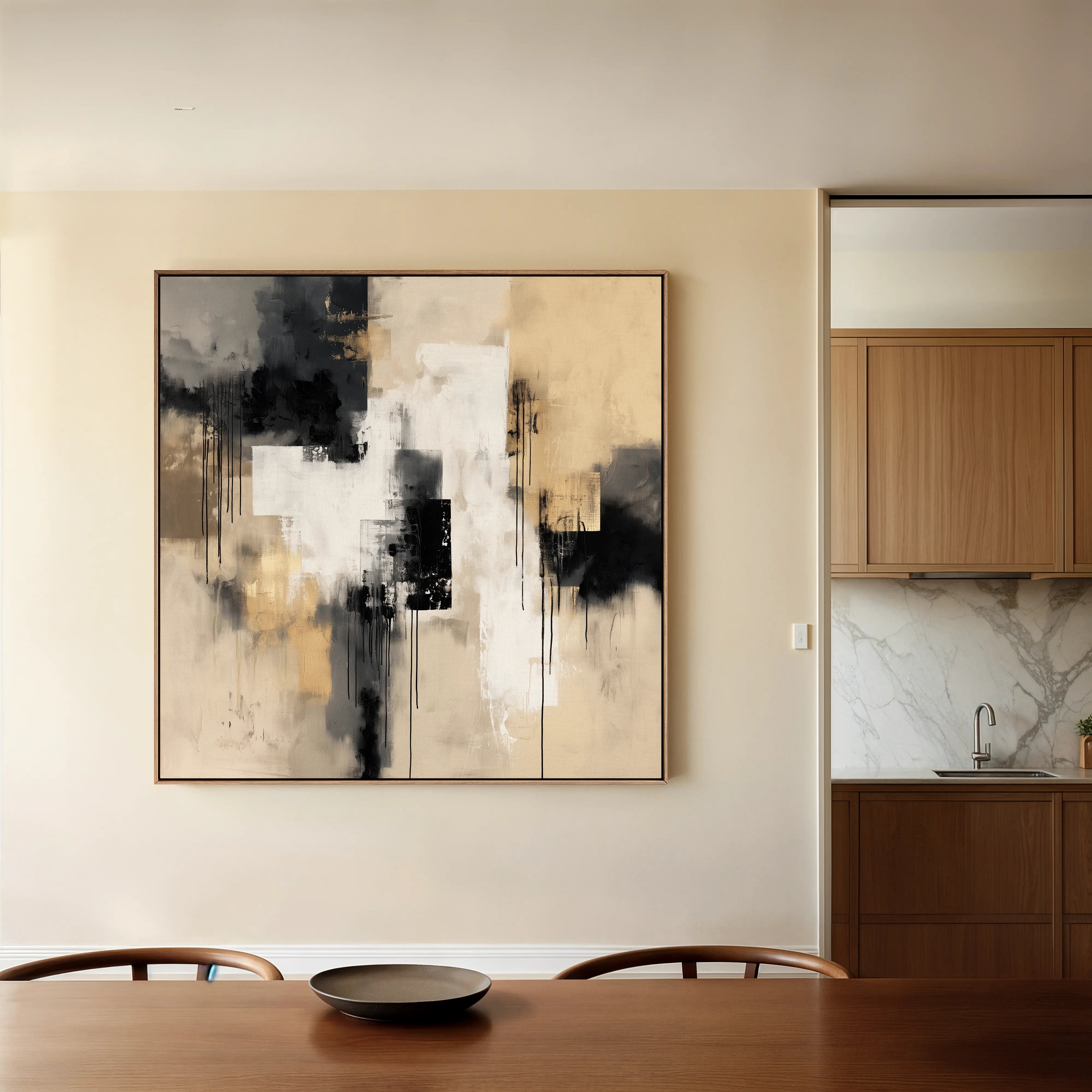 Abstract 888 Canvas Art 16" x 16" / 40 x 40 cm / Black