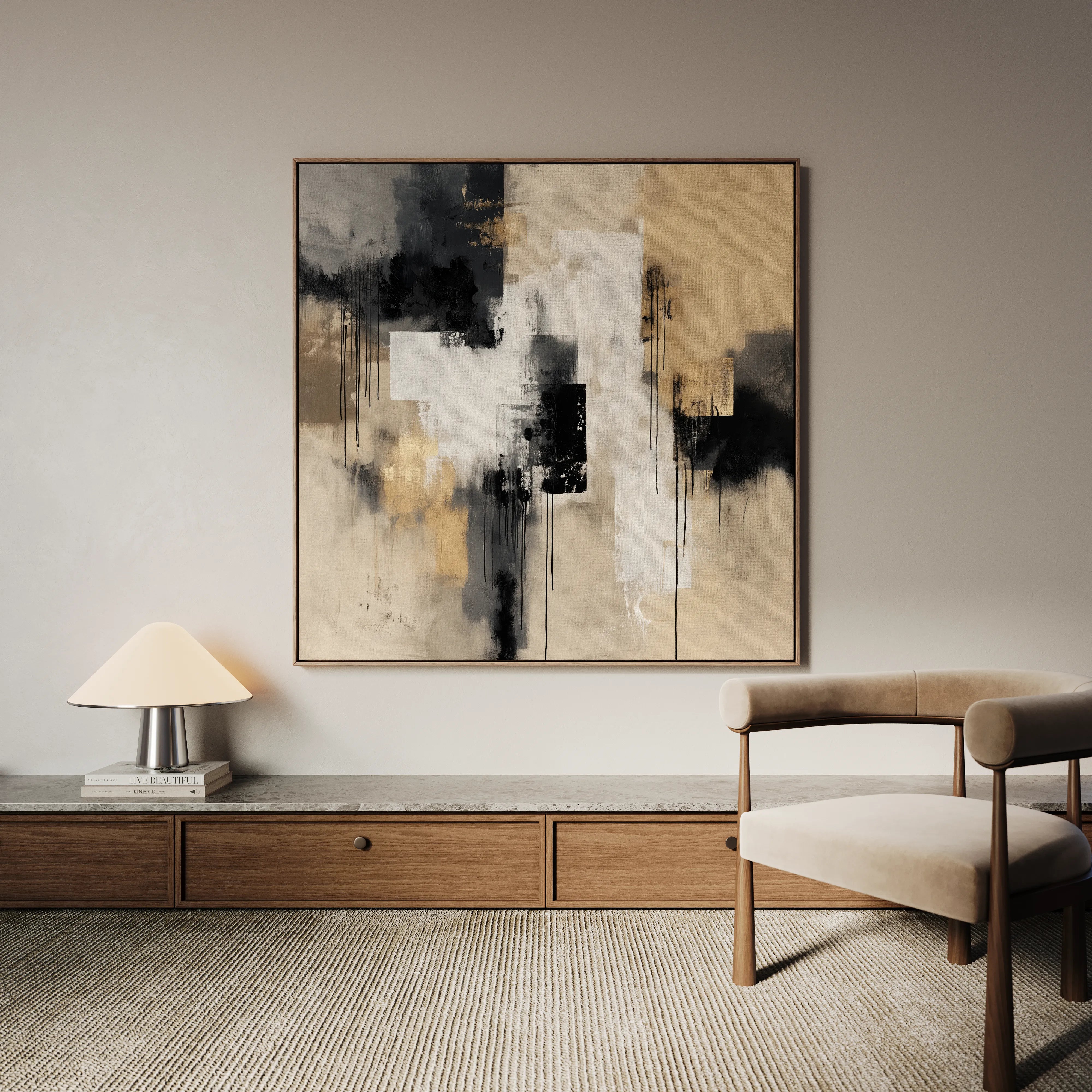 Abstract 888 Canvas Art 16" x 16" / 40 x 40 cm / Black