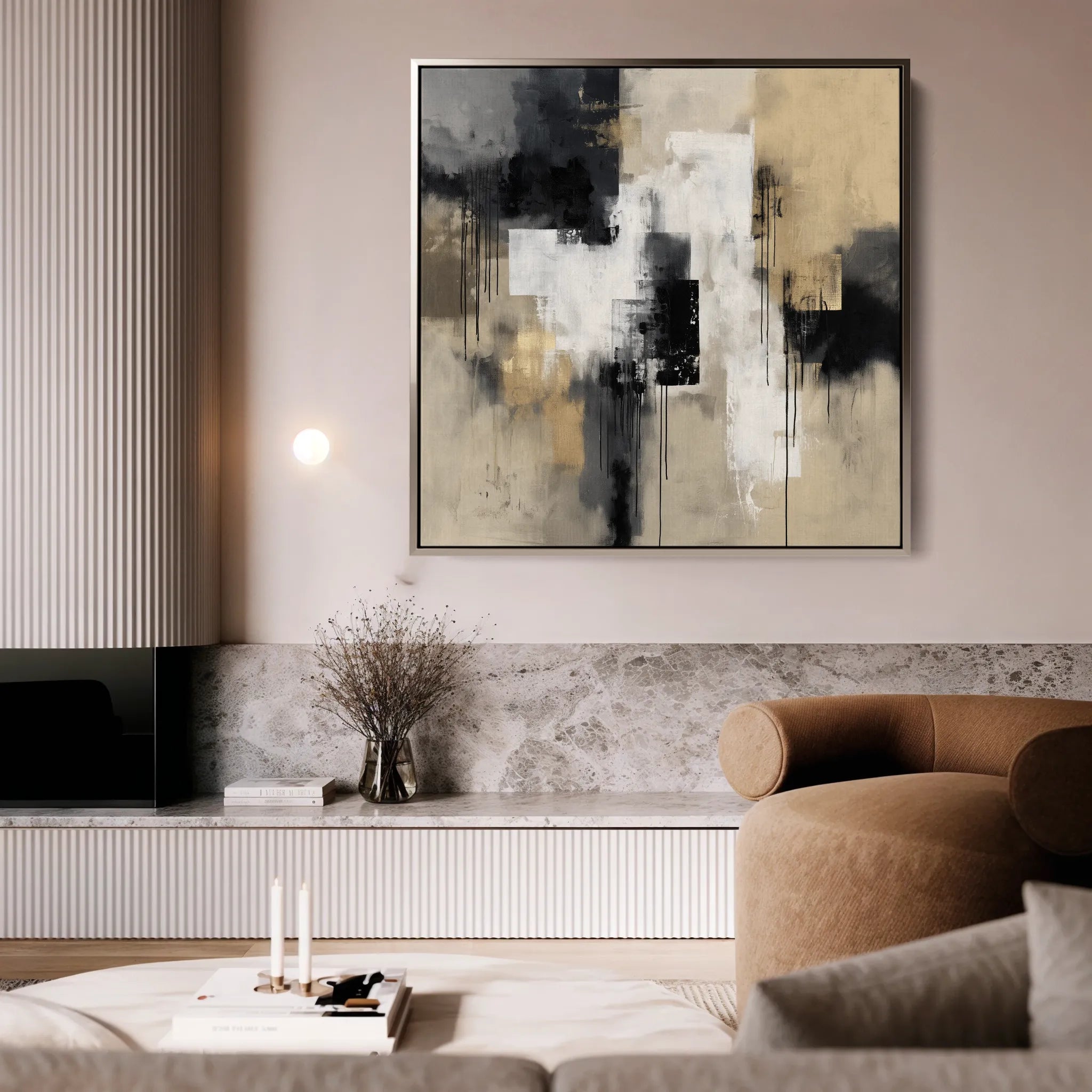 Abstract 888 Canvas Art 16" x 16" / 40 x 40 cm / Black