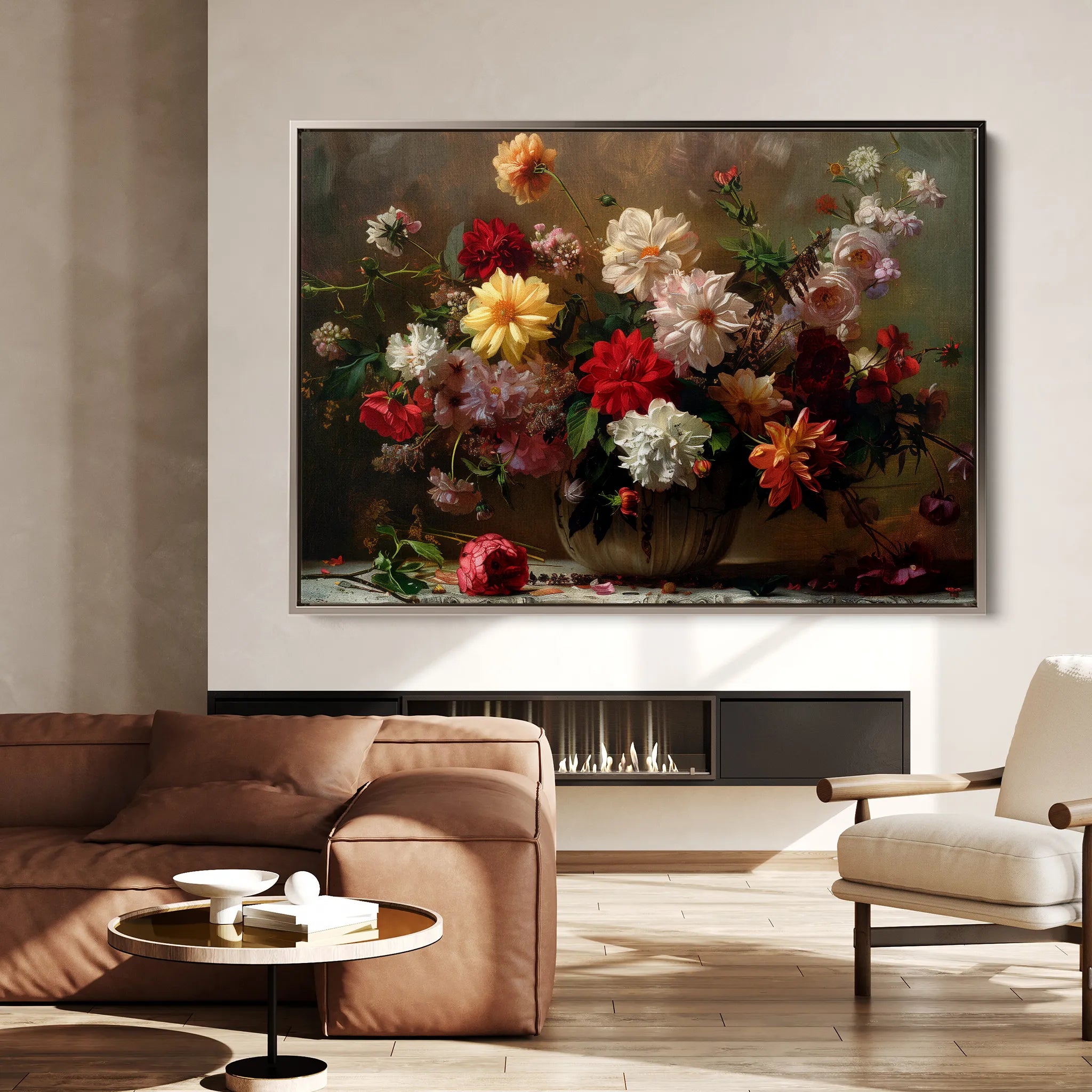 Floral 888 Canvas Art 18" x 24" / 45 x 60 cm / Black