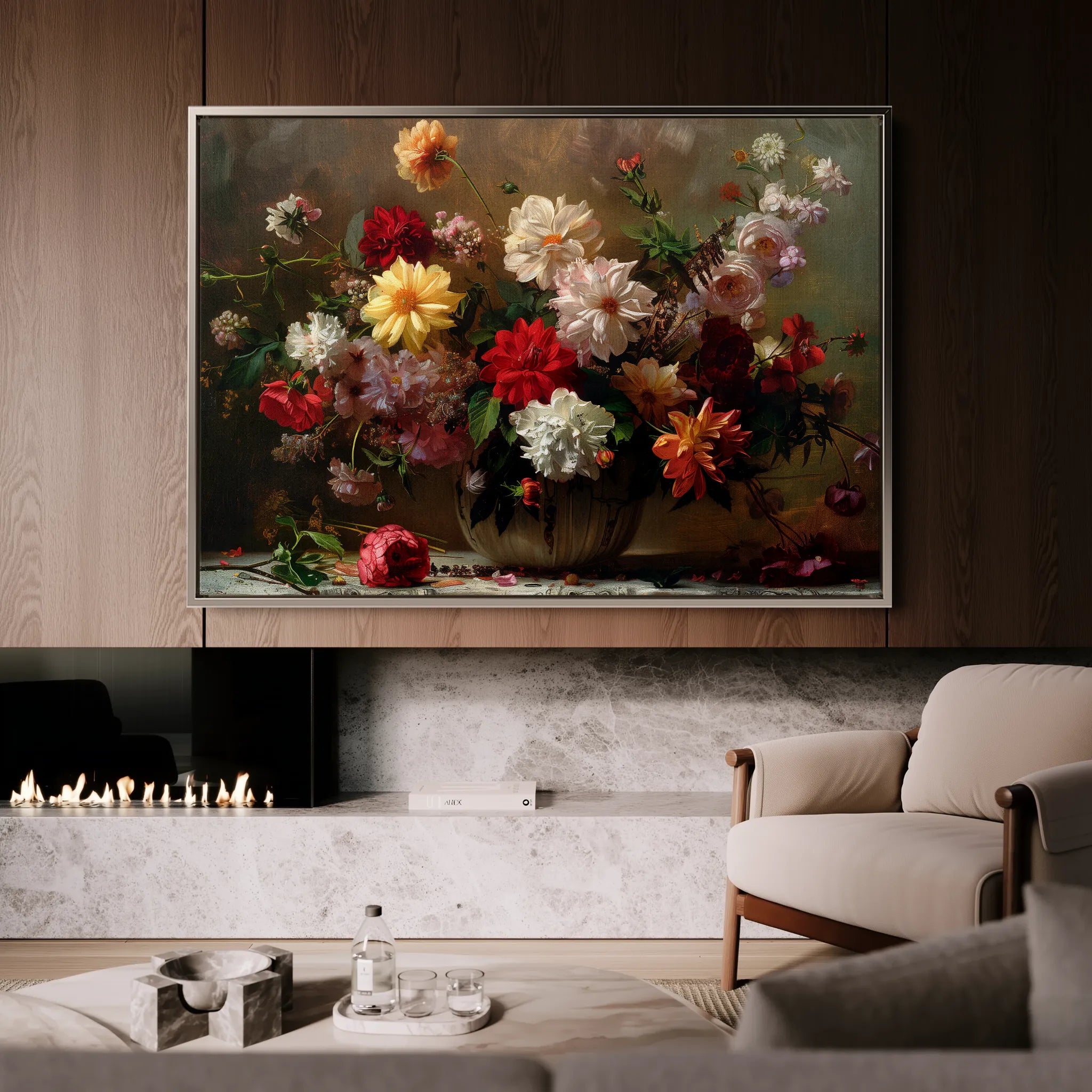 Floral 888 Canvas Art 18" x 24" / 45 x 60 cm / Black