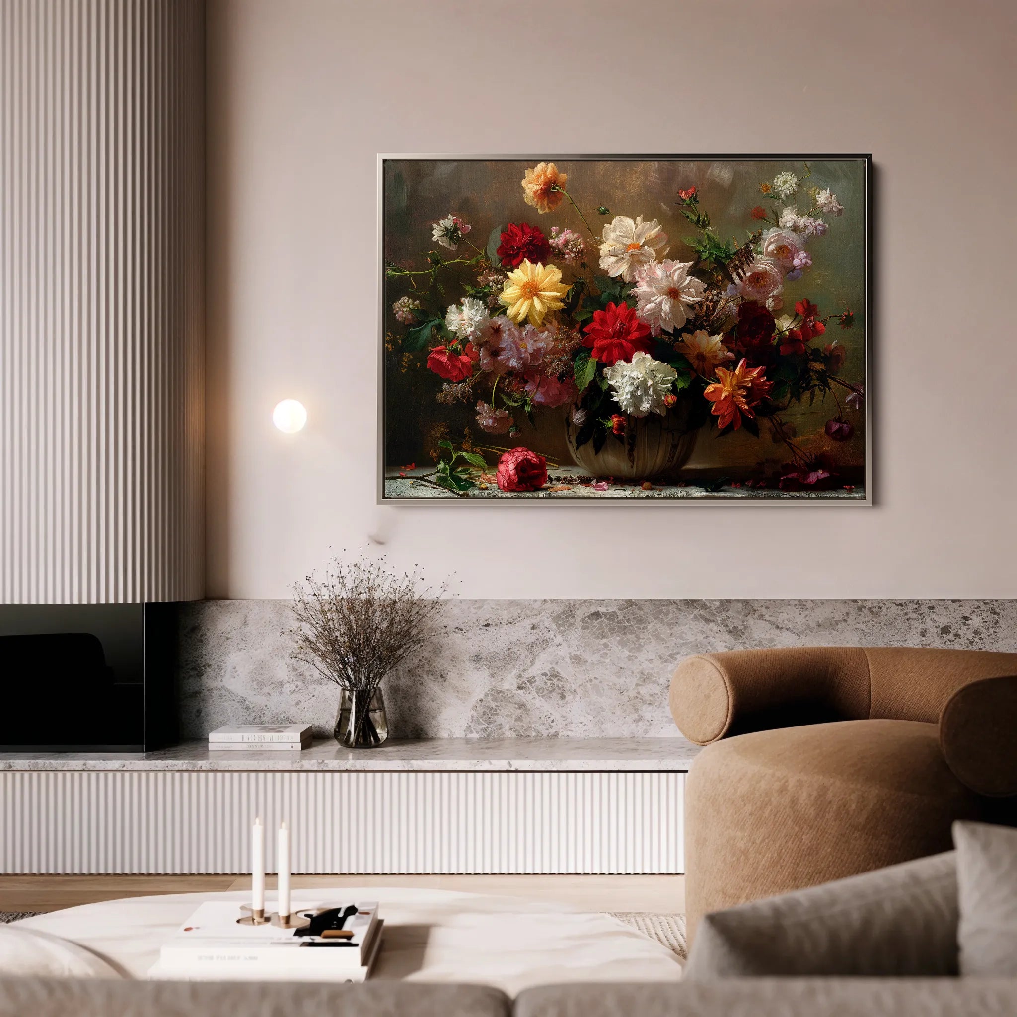 Floral 888 Canvas Art 18" x 24" / 45 x 60 cm / Black