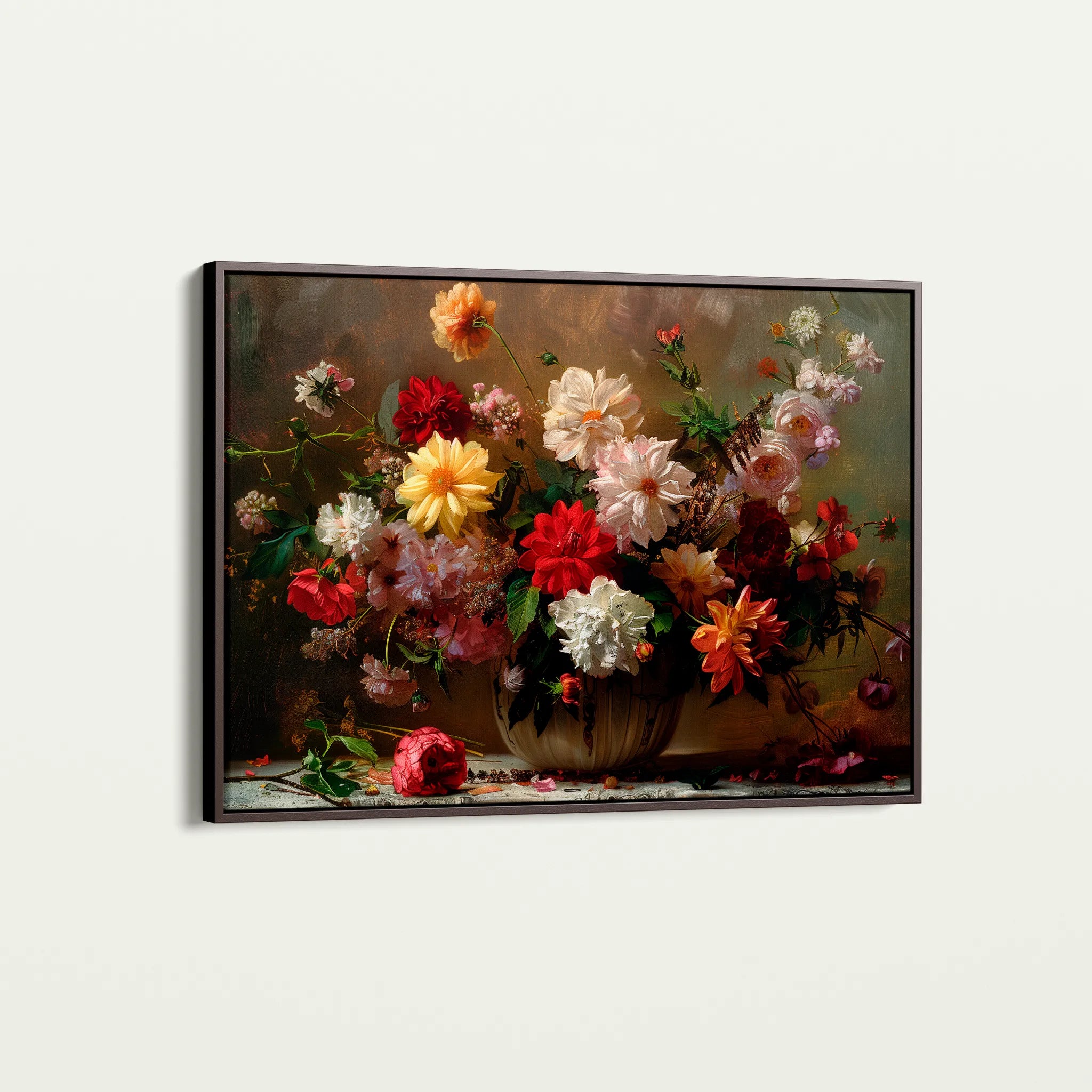 Floral 888 Canvas Art 18" x 24" / 45 x 60 cm / Black