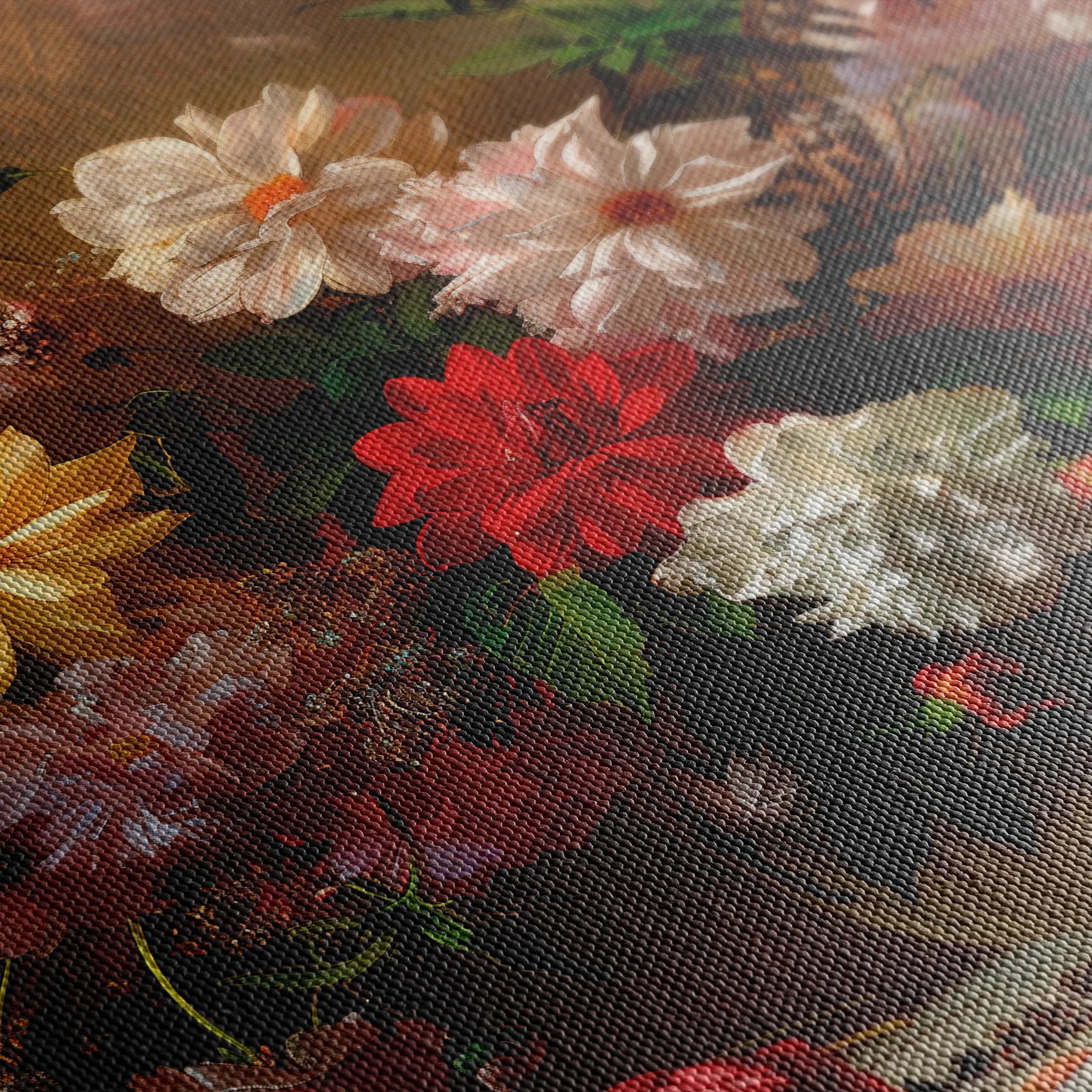 Floral 888 Canvas Art 18" x 24" / 45 x 60 cm / Black