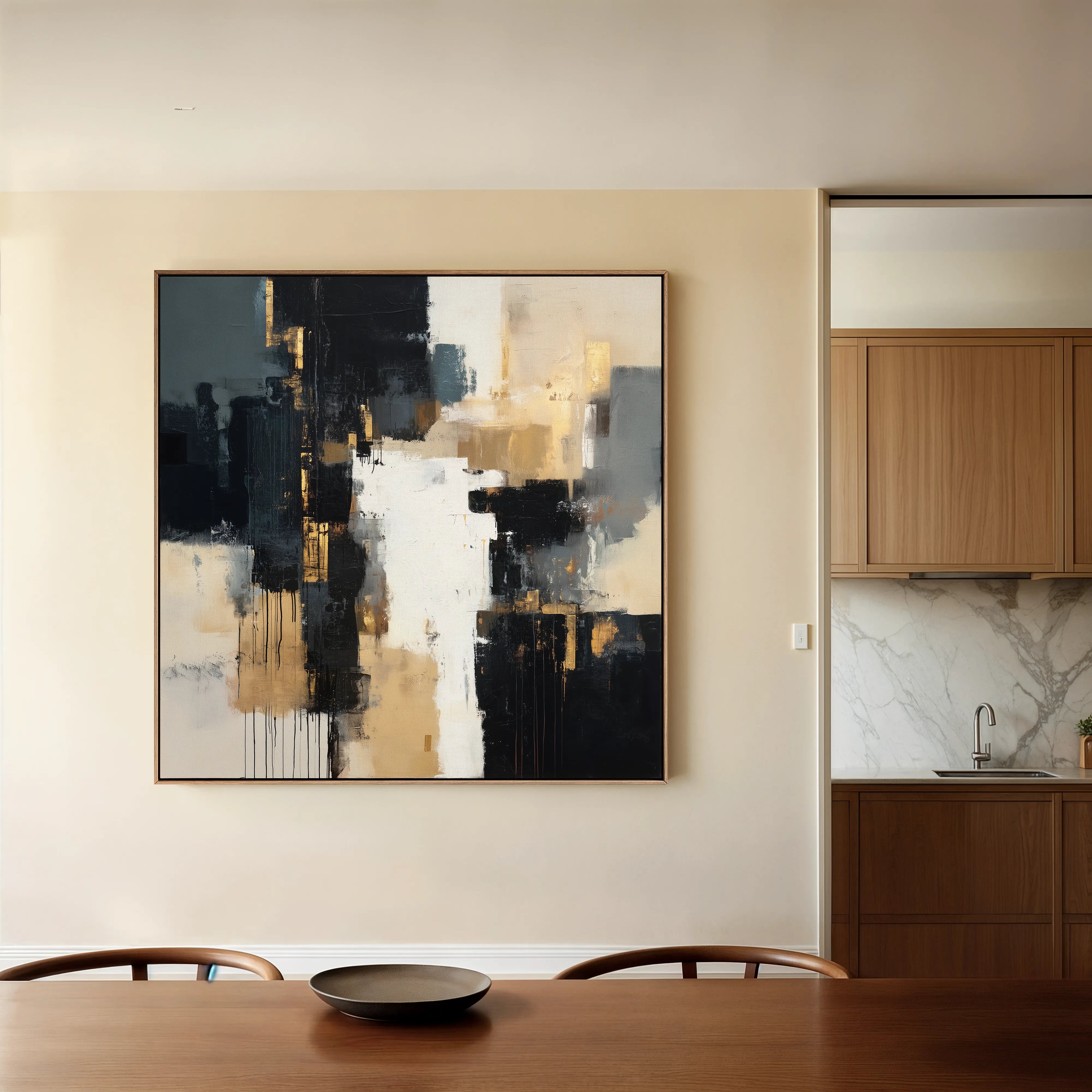 Abstract 890 Canvas Art 16" x 16" / 40 x 40 cm / Black