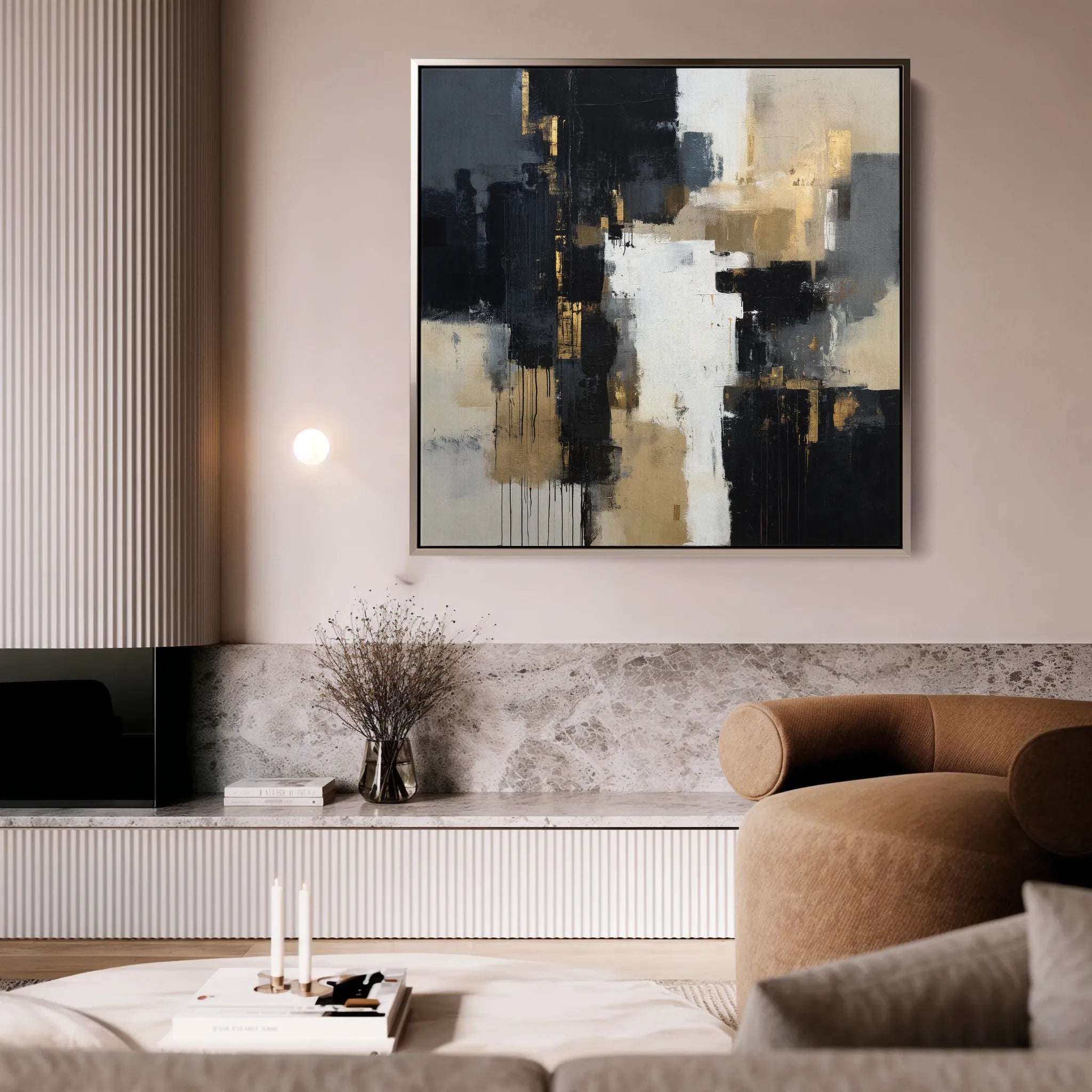 Abstract 890 Canvas Art 16" x 16" / 40 x 40 cm / Black