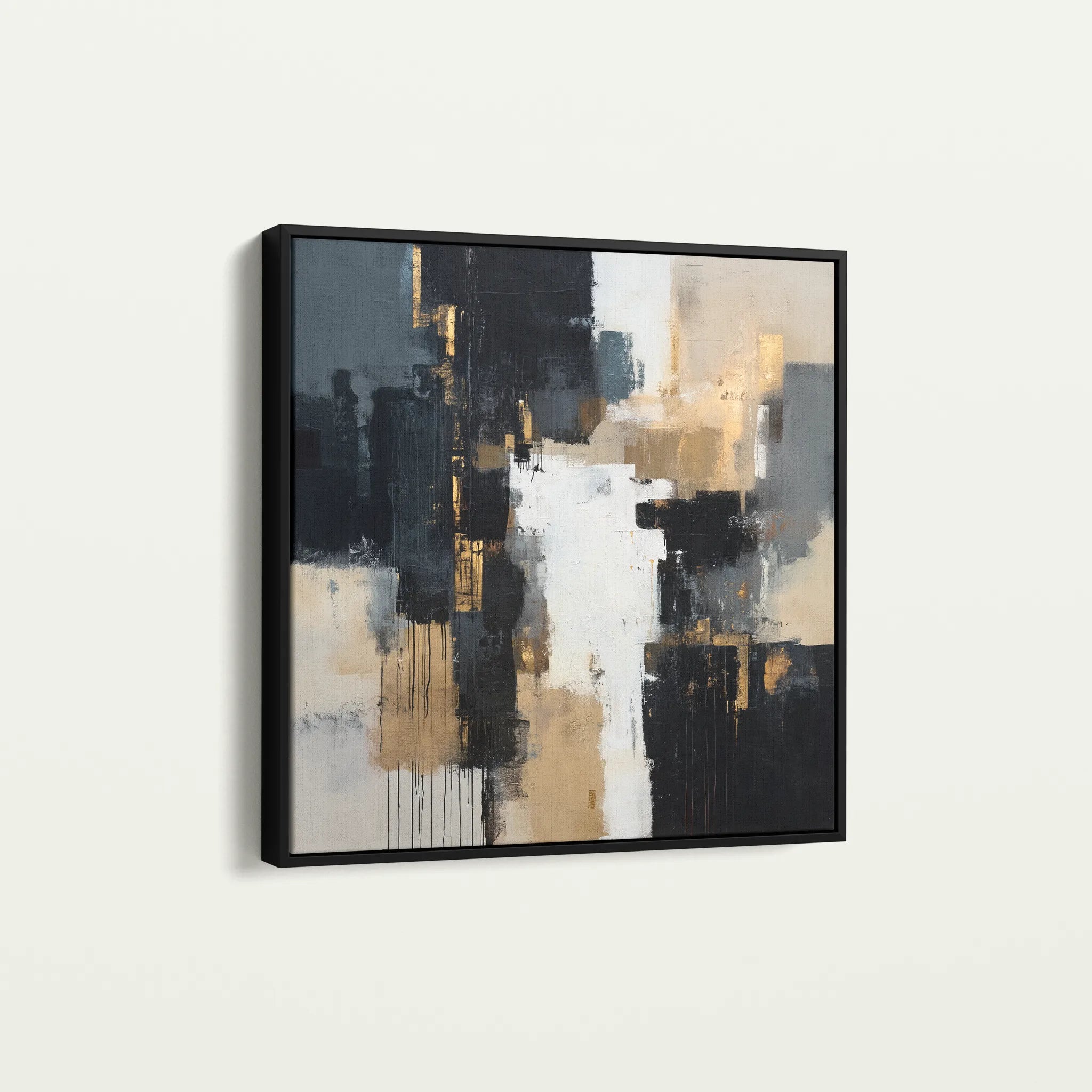 Abstract 890 Canvas Art 16" x 16" / 40 x 40 cm / Black