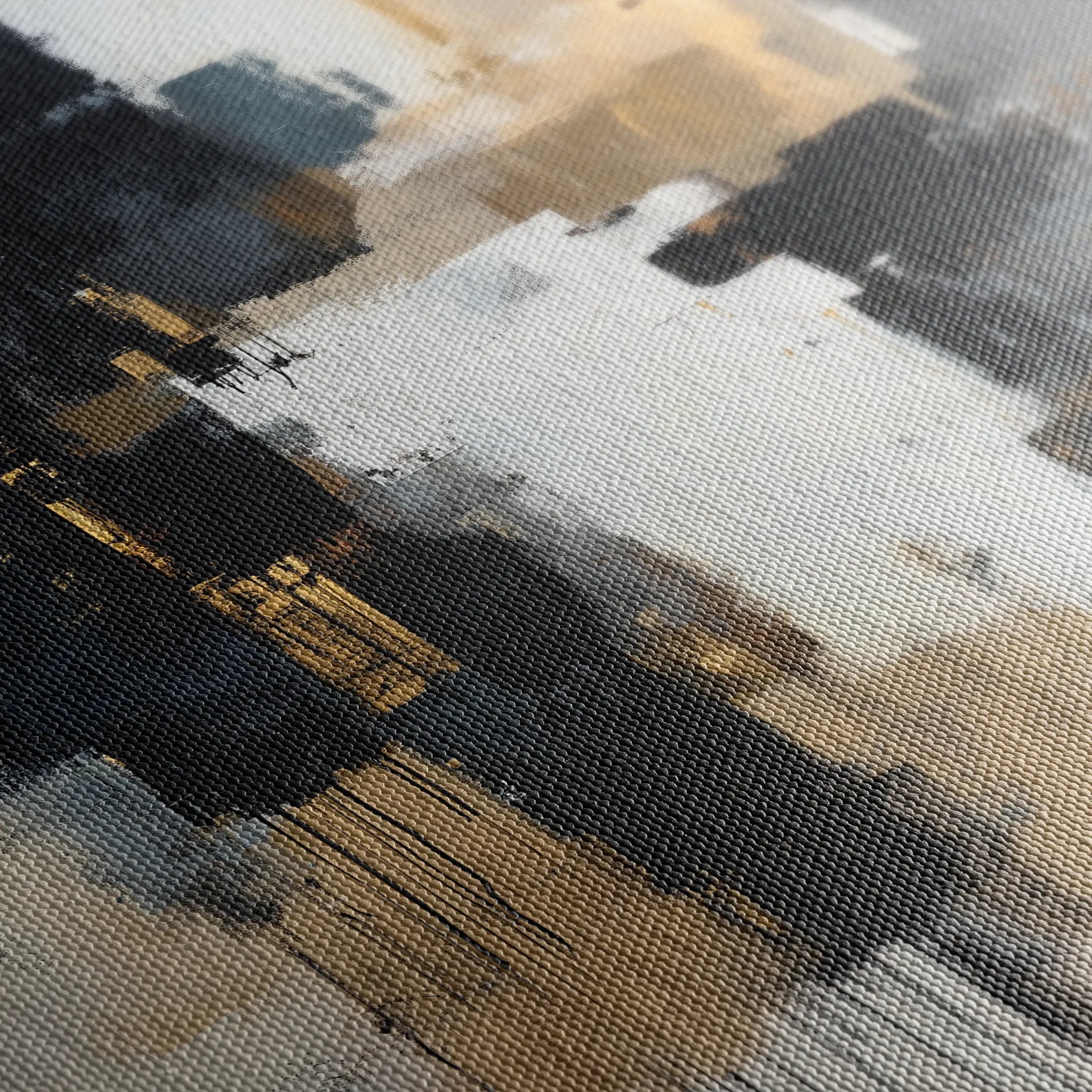 Abstract 890 Canvas Art 16" x 16" / 40 x 40 cm / Black