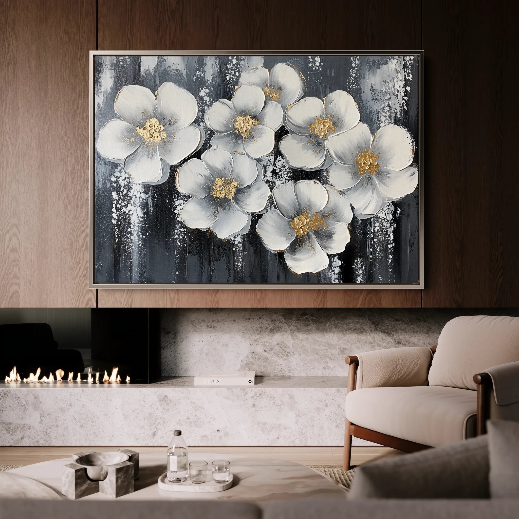 Floral 890 Canvas Art 18" x 24" / 45 x 60 cm / Black