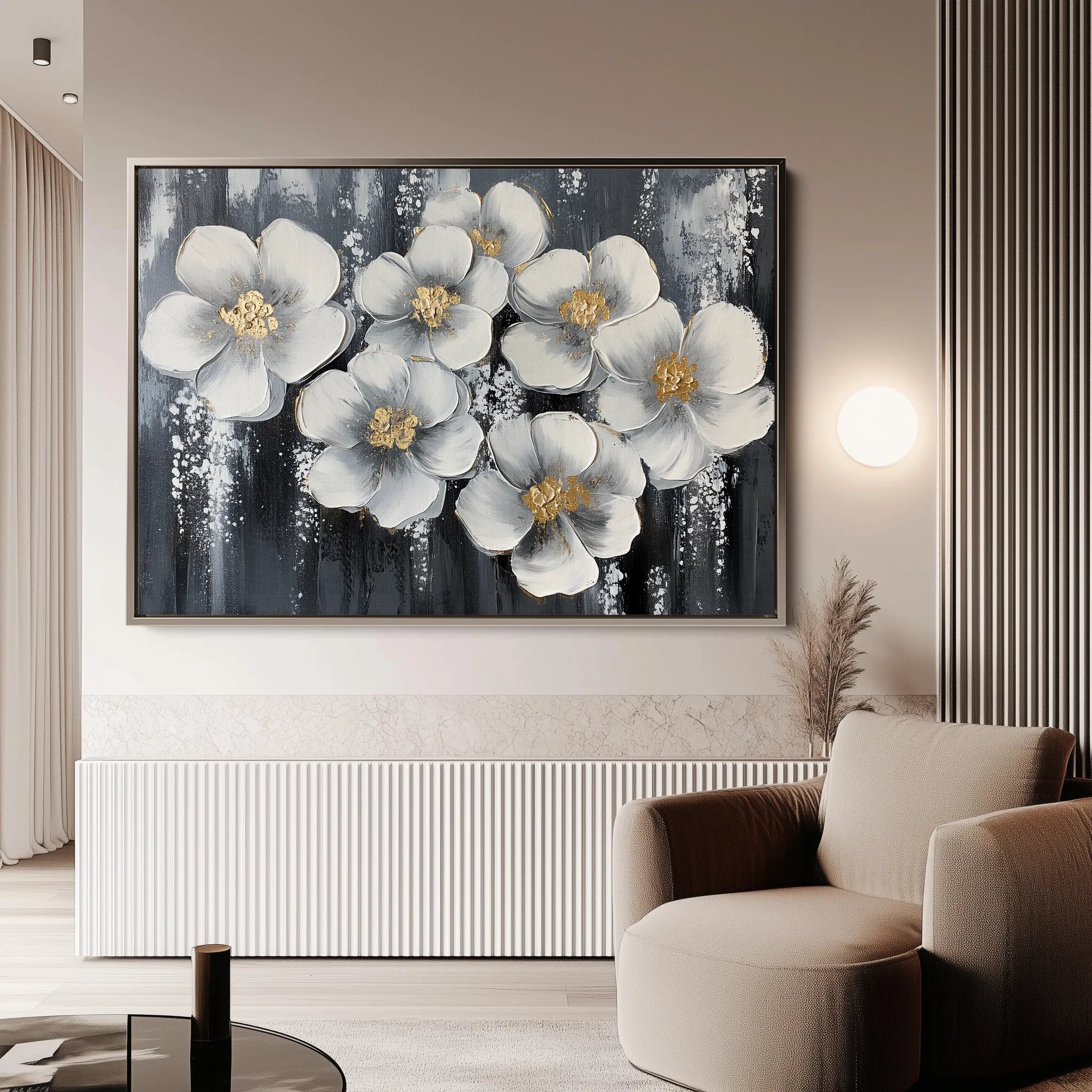 Floral 890 Canvas Art 18" x 24" / 45 x 60 cm / Black
